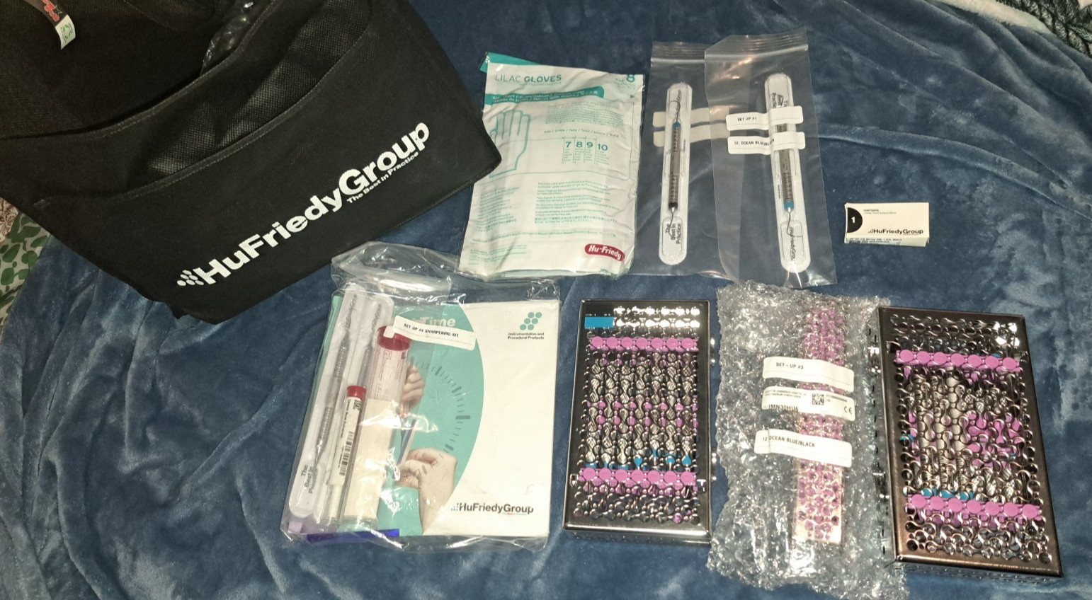 2x Hu Friedy Dental Hygiene Instruments Set 14 PCS, Sterliz Cassette, BAG & MORE