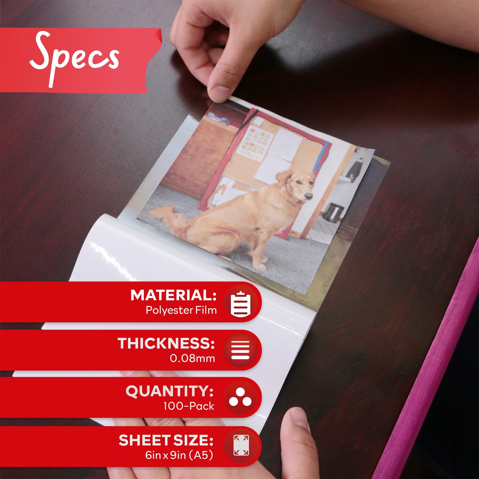 Self-Adhesive Laminating Sheets 6×9 Inches Clear Yellowing Resistant 100 Pack