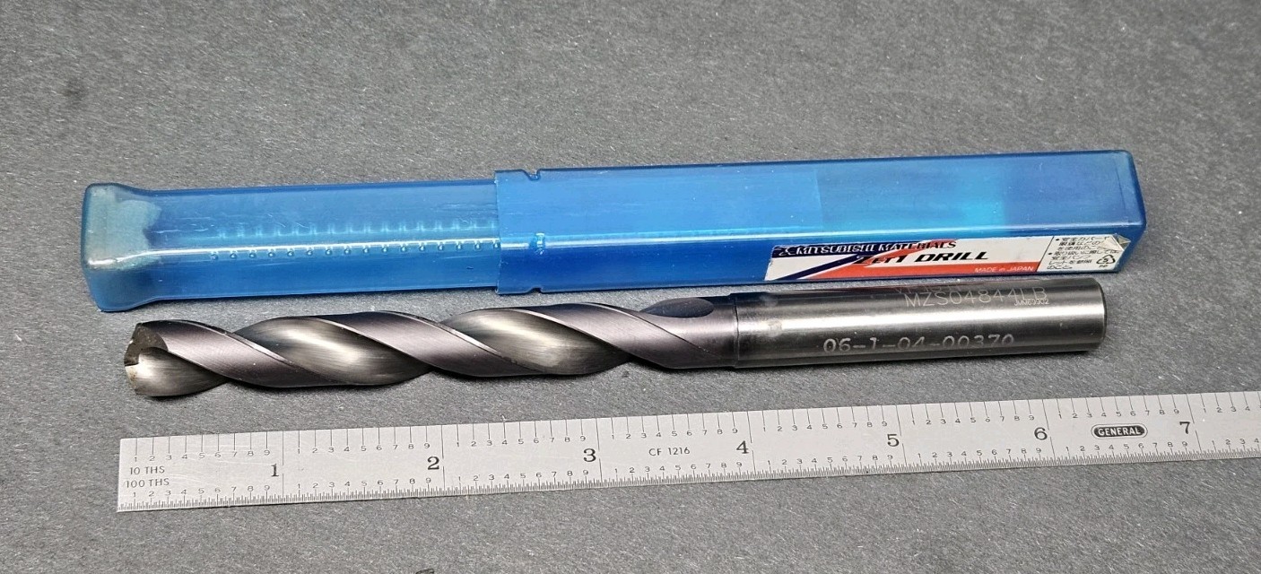 Mitsubishi 31/64″ Solid Carbide Drill ½» Sh. Coolant Th. MZS04844LB Resharpened