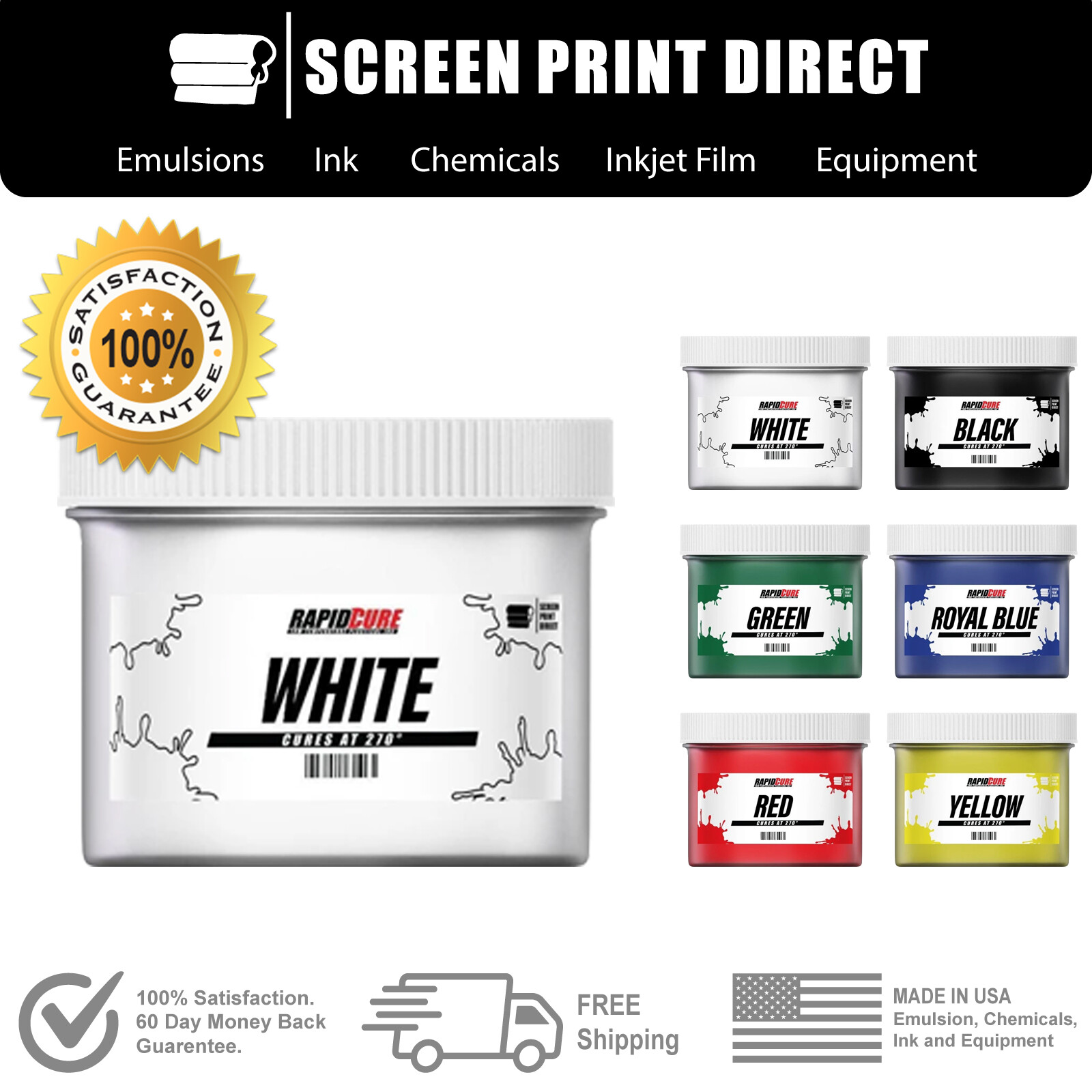 Plastisol Ink For Screen Printing – Low Temp Cure 270F – Primary Colors