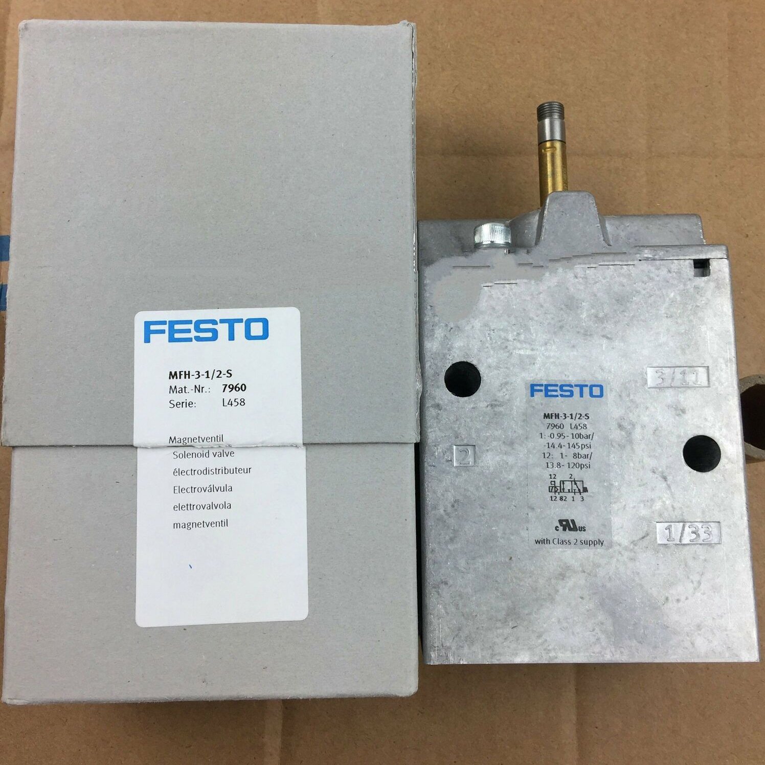 Festo MFH-3-1/2-S 7960 Solenoid Valve New One Free Shipping MFH31/2S #US