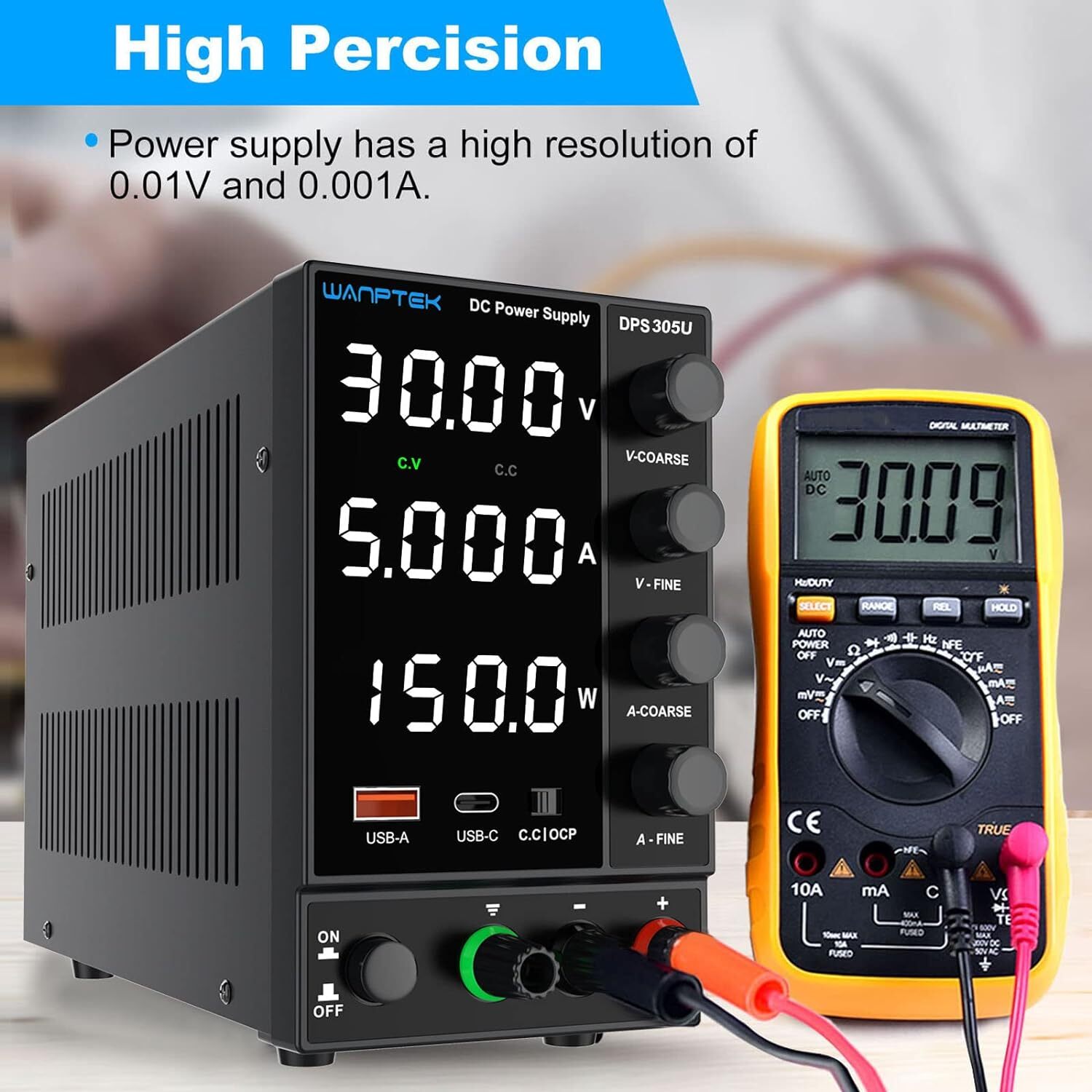 DPS3010U Adjustable DC 0-30V 0-5A 10A Lab Power Supply Variable Bench Switching