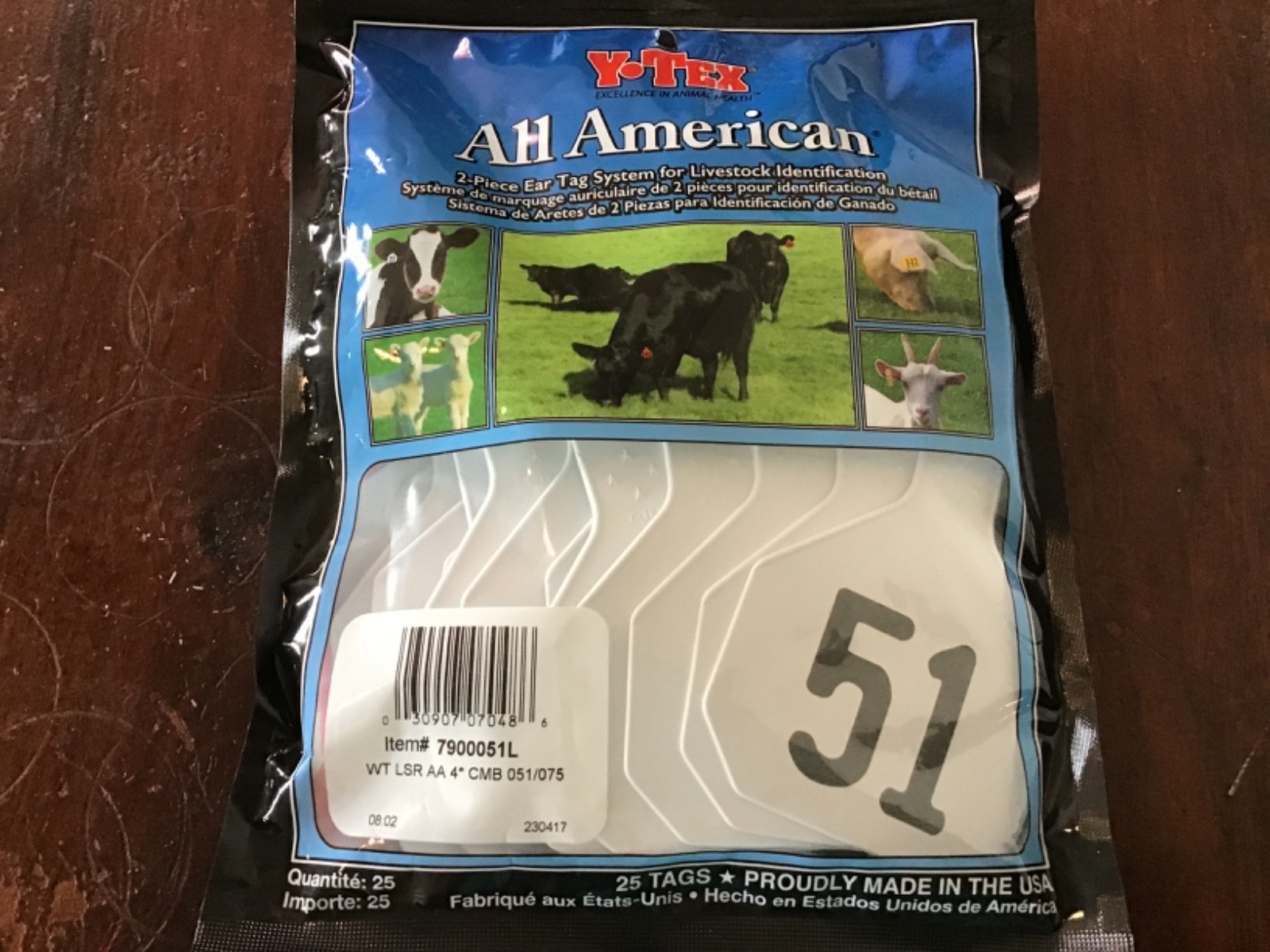 Y-Tex 4 Star Large Cattle ID Ear Tags ~ 25 Pack ~ 2 Piece ~ White~ Numbers 51-75