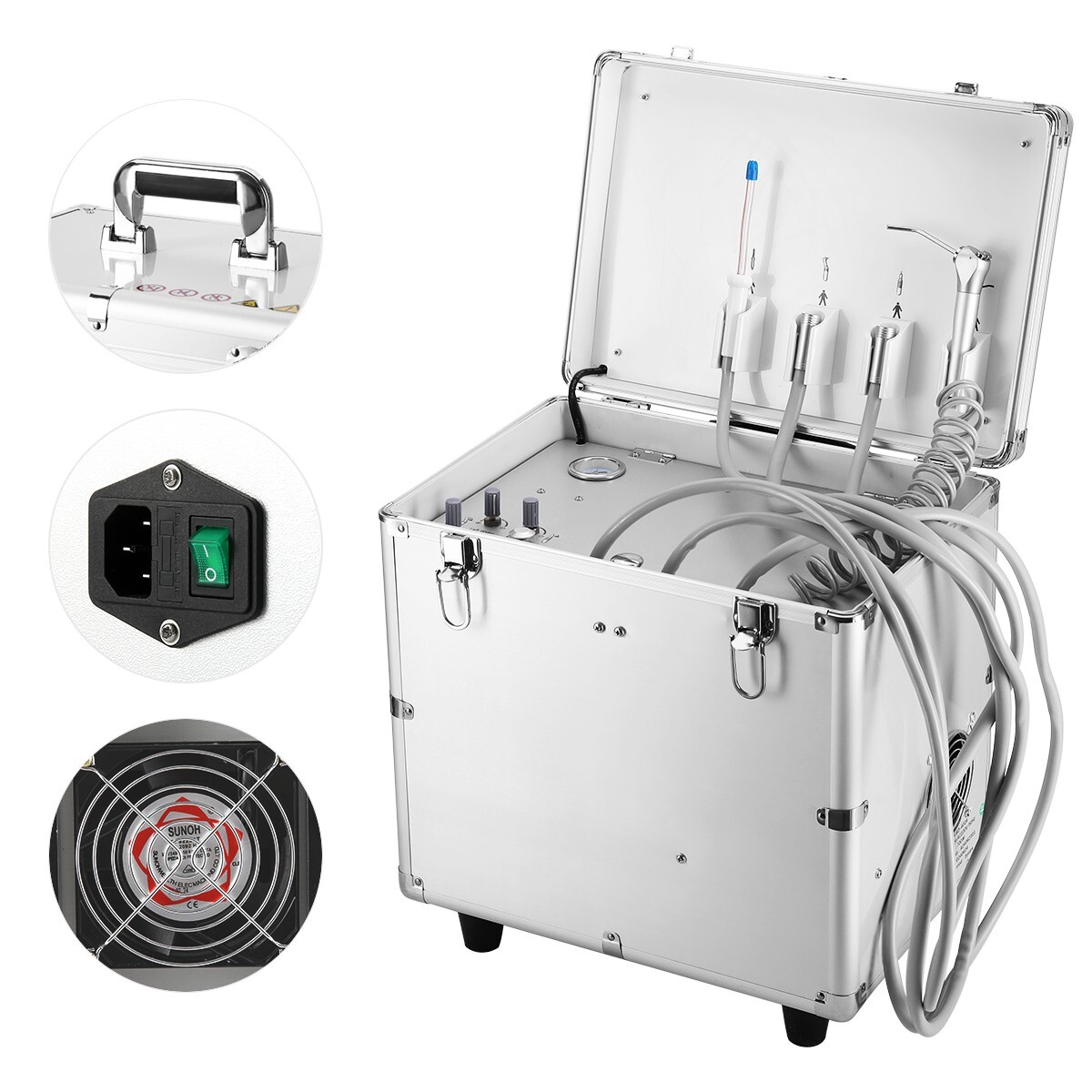BD-402A Dental Lab Mobile Unit +Suction +Air Compressor with Wheels 4Holes