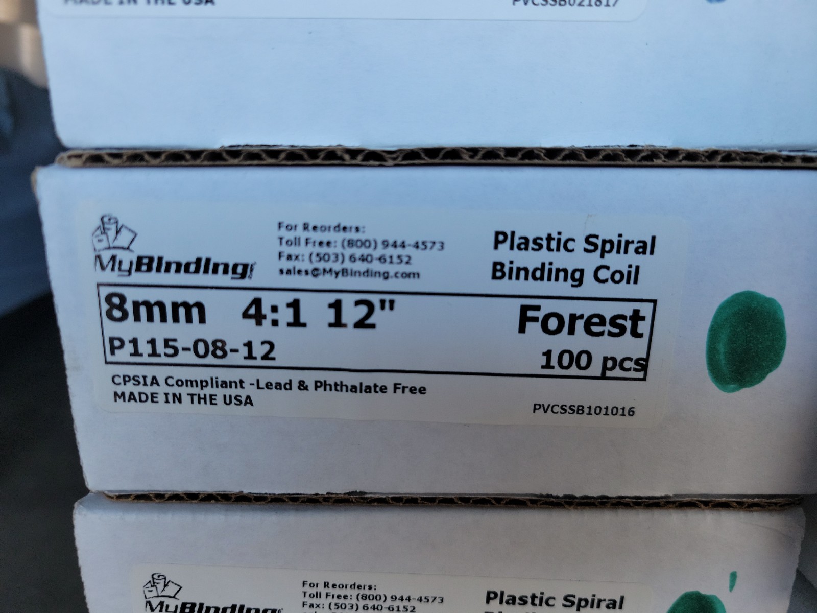 100 Pcs Plastic Spiral Binding Coils 8mm 4.1 Pitch 12″ Green Forest
