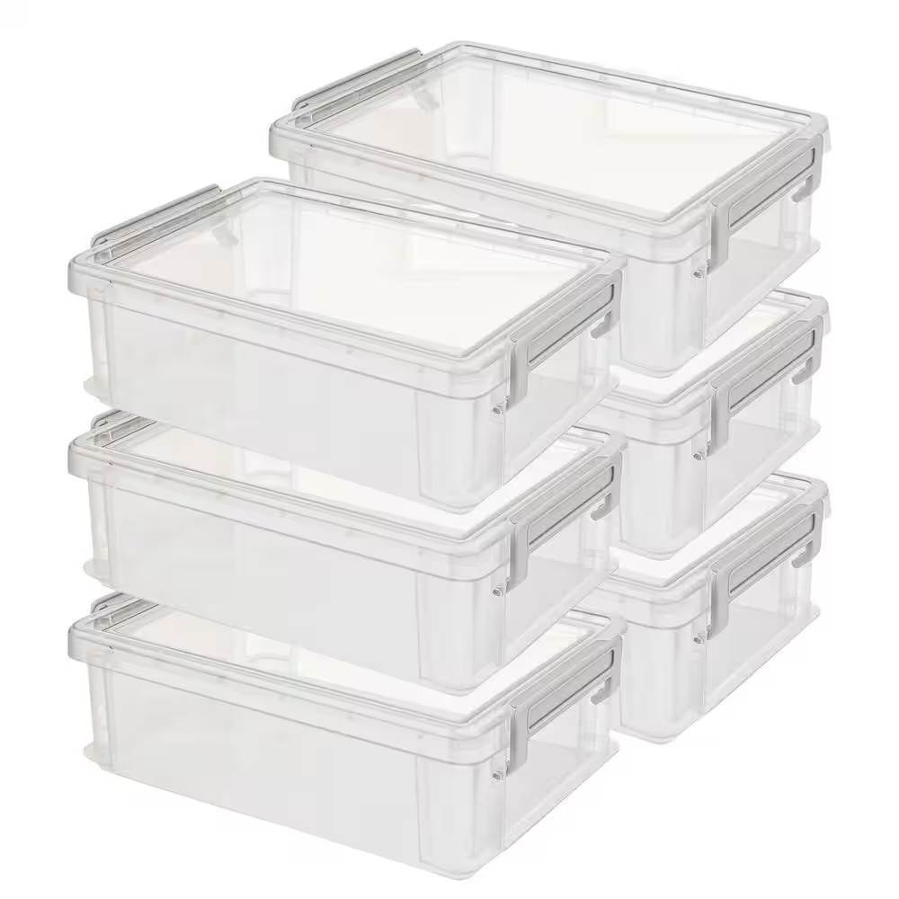 Grey 8.6In X 5.5In X 2.7In Polypropylene Stackable Pencil Box Set of 6 with Secu