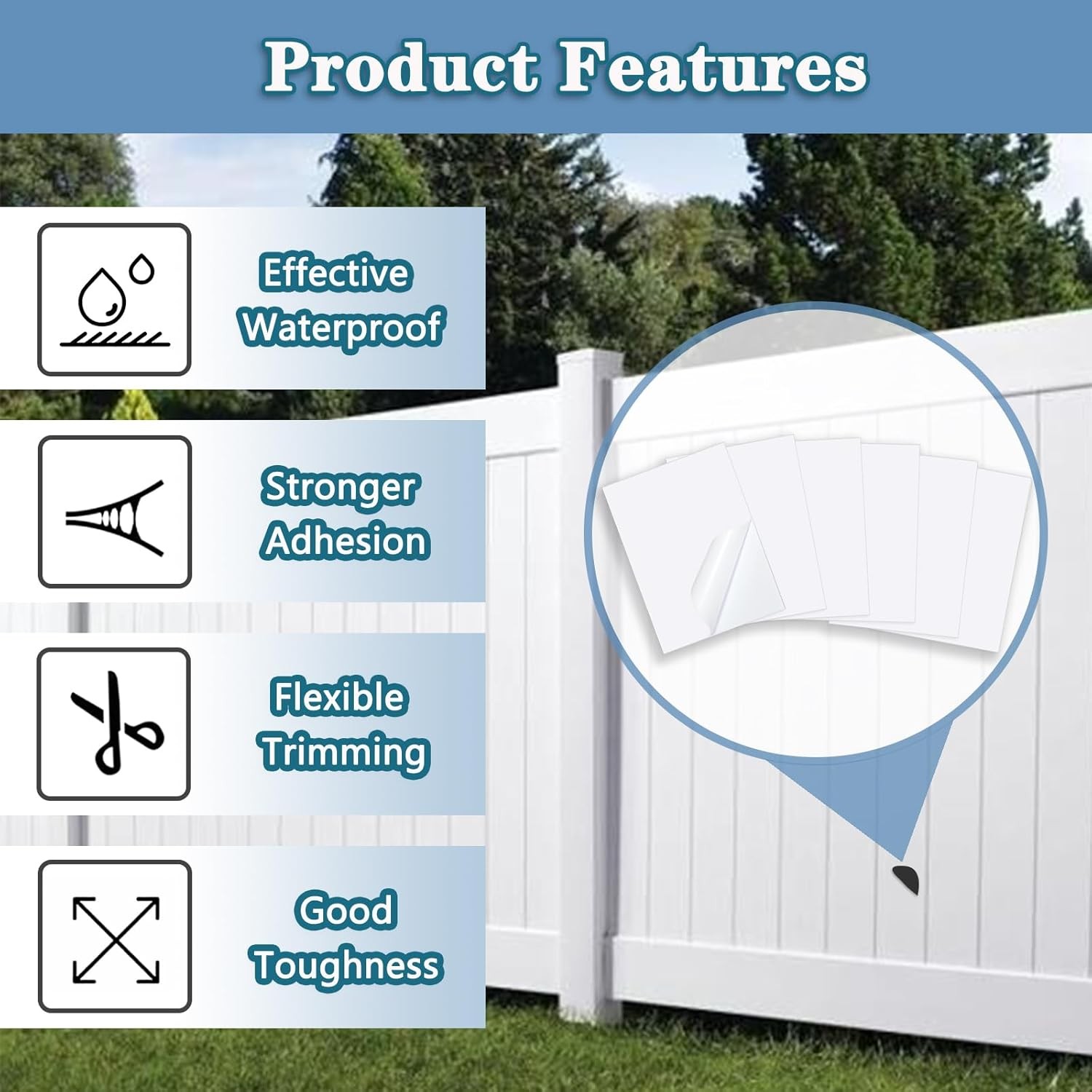 Vinyl Patch Kit Self-Adhesive Repair Tape for Siding, Fence, Cracks & Holes – 6