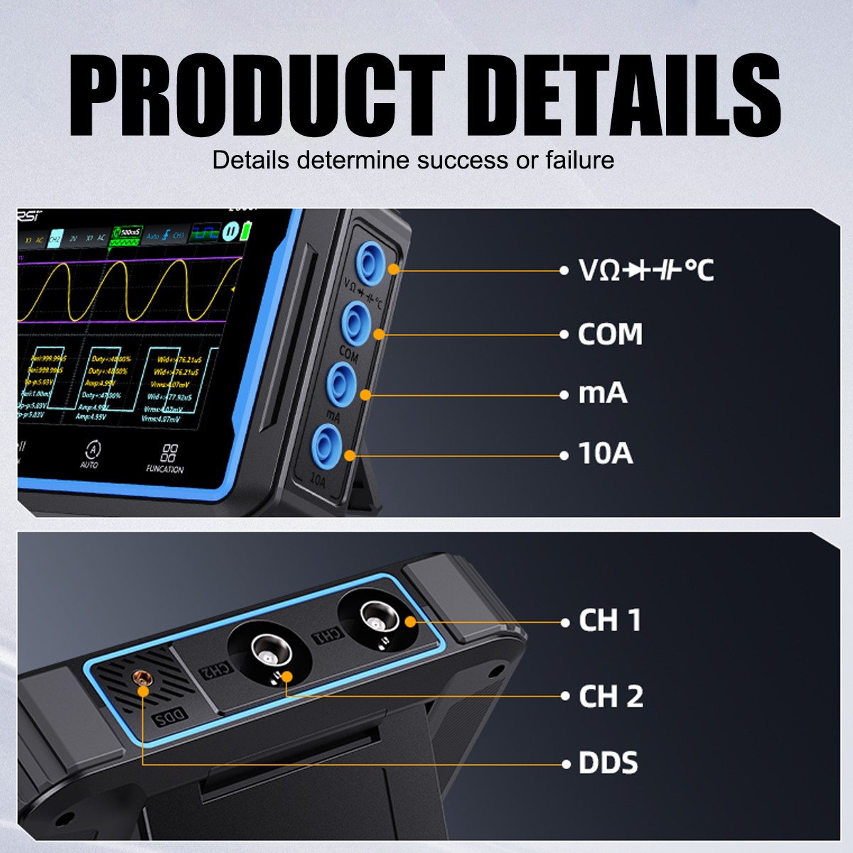 FNIRSI-2C53P Touch Screen Digital Oscilloscope Multimeter Signal Generator 2CH