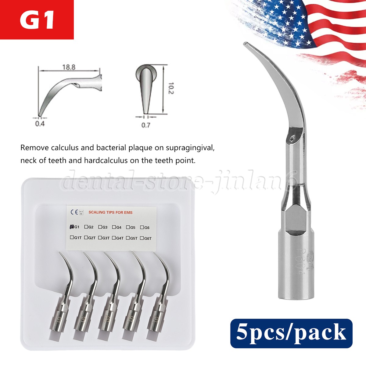5× Dental Ultrasonic Piezo Scaler Tips fit Woodpecker EMS DTE SATELEC Handpiece