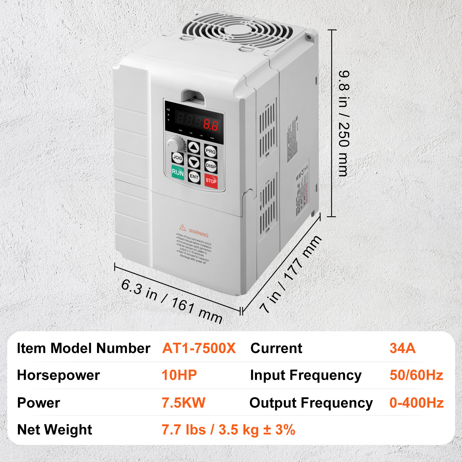 7.5KW 10HP Variable Frequency Drive Inverter Convert 1 To 3 Phase VFD 220V