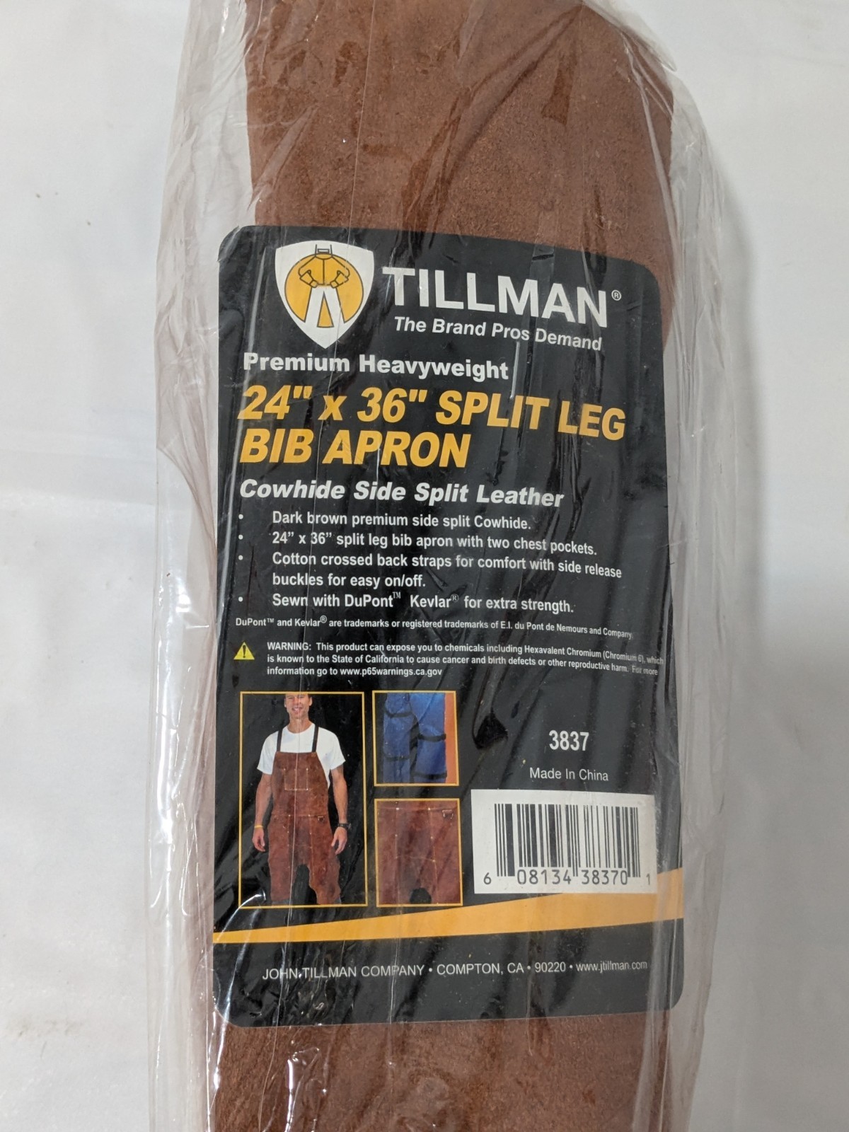 Tillman 24″ X 36″ Premium Side Split Cowhide Split-Leg Bib Apron 3837