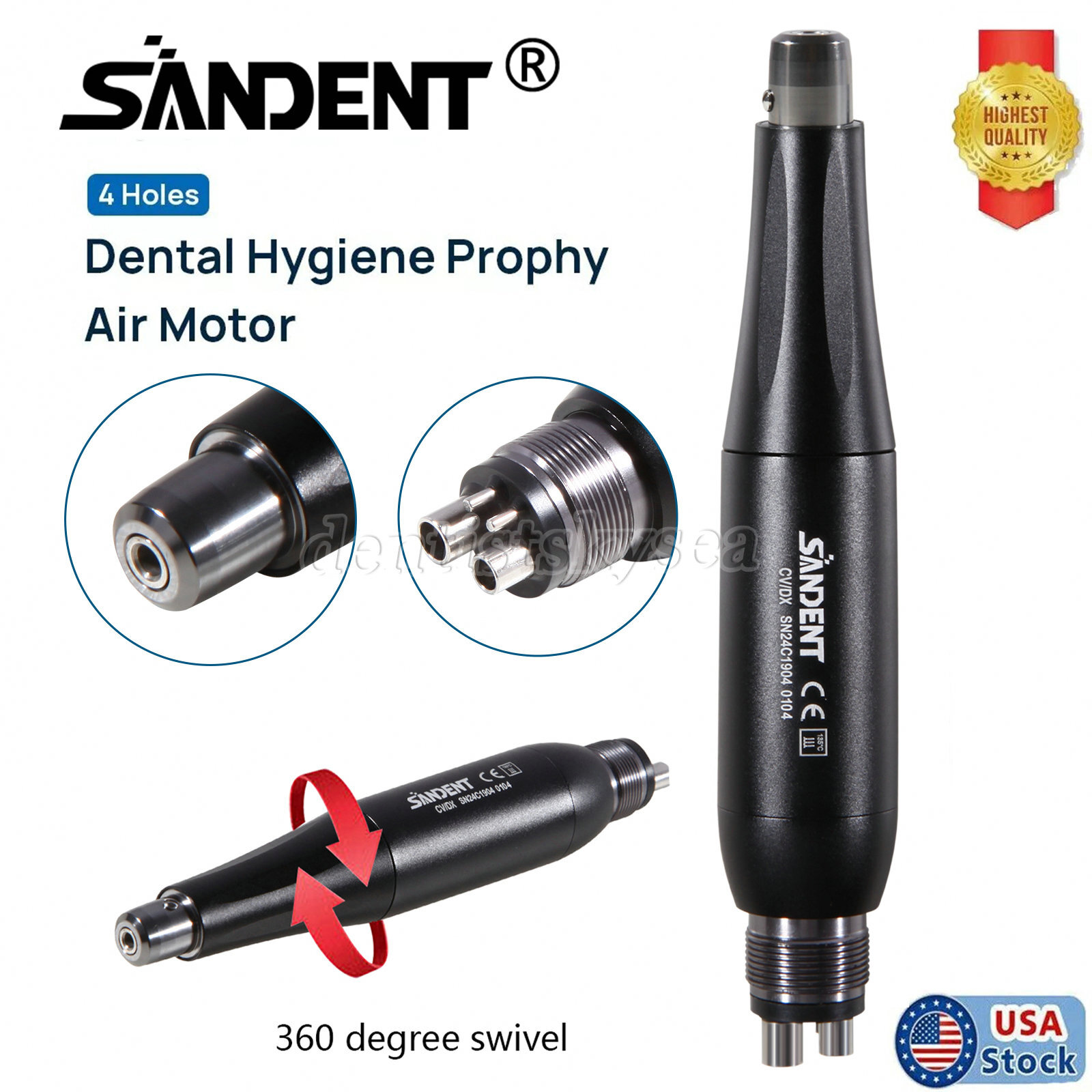 Dental 4:1 hygiene prophy handpiece 360° Swivel / 100*Prophy Angles 105° Green