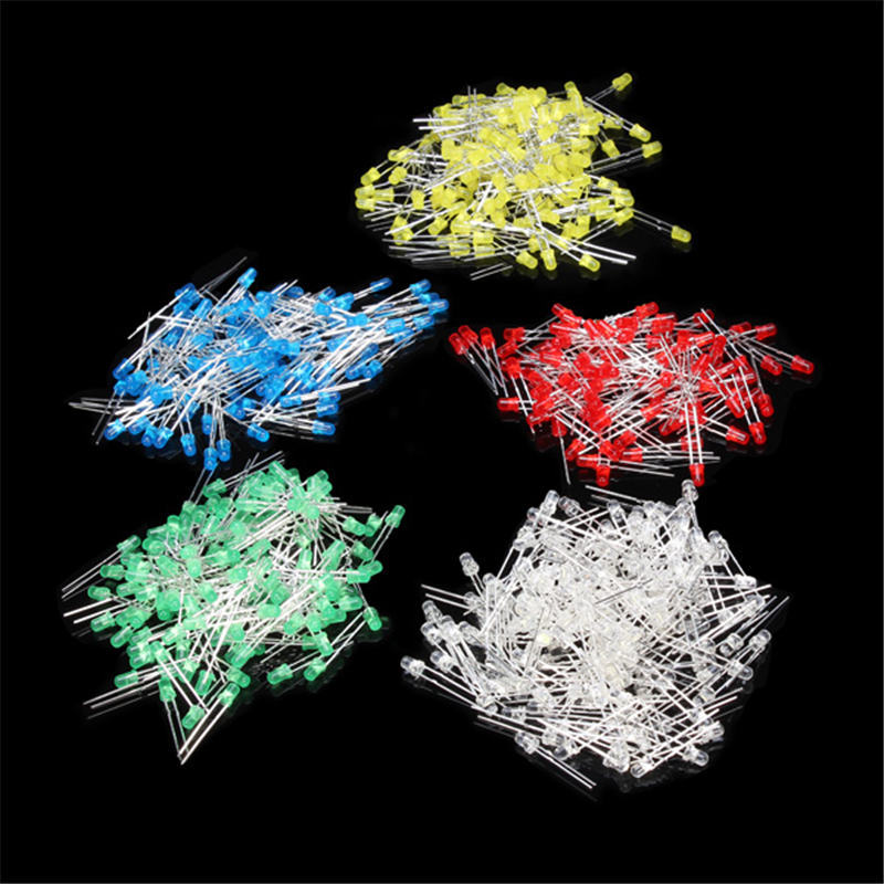 100/500/1000PCS 3mm White Green Red Blue Yellow LED Light Bulb Emitting Diode