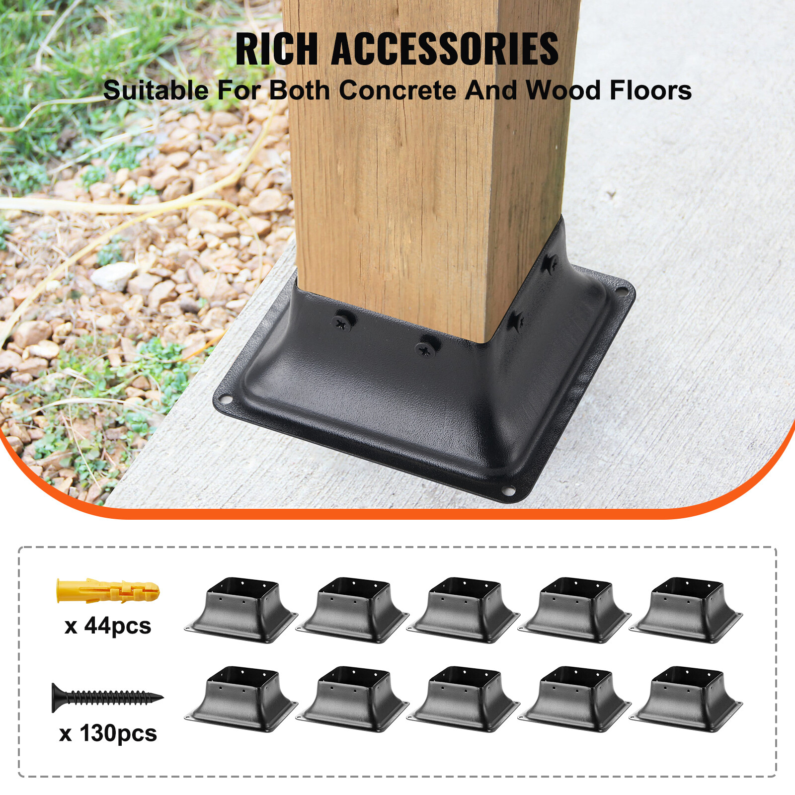 VEVOR 10Pcs 4×4 Post Base Brackets Heavy Duty for Standard Wood Post Anchor