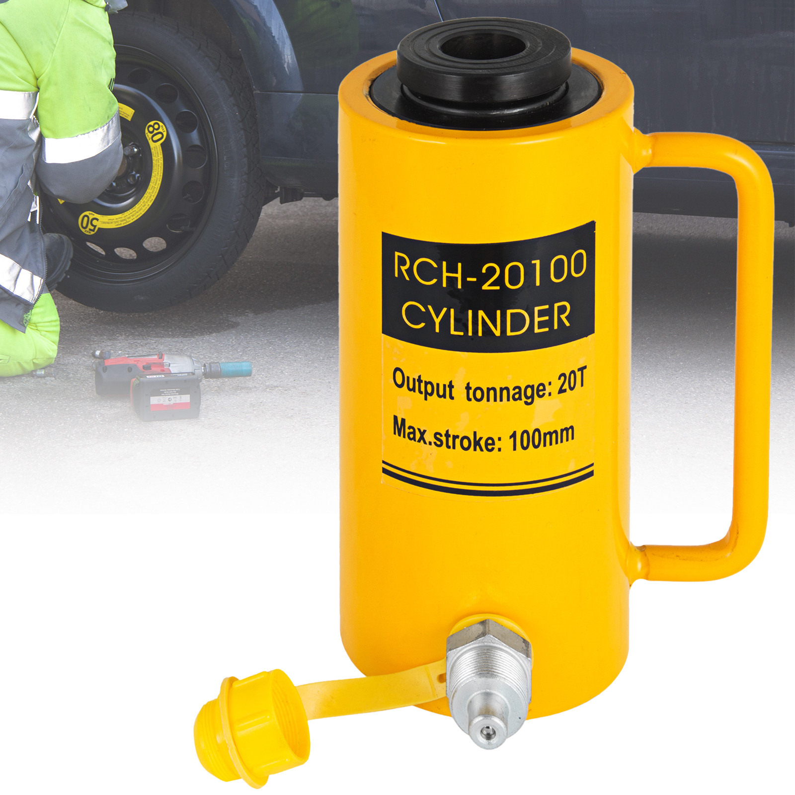 20 Ton 44000lbs Hollow Ram Hydraulic Cylinder Jack Single Acting 100mm 4″ Stroke