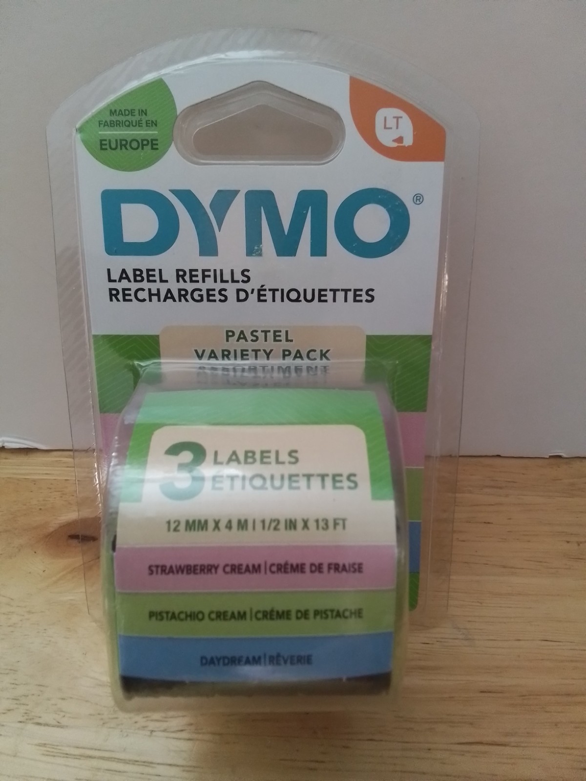 Dymo LT Label Refill Pastel Variety 3 pk. Strawberry, Pistachio, Cream& Daydream