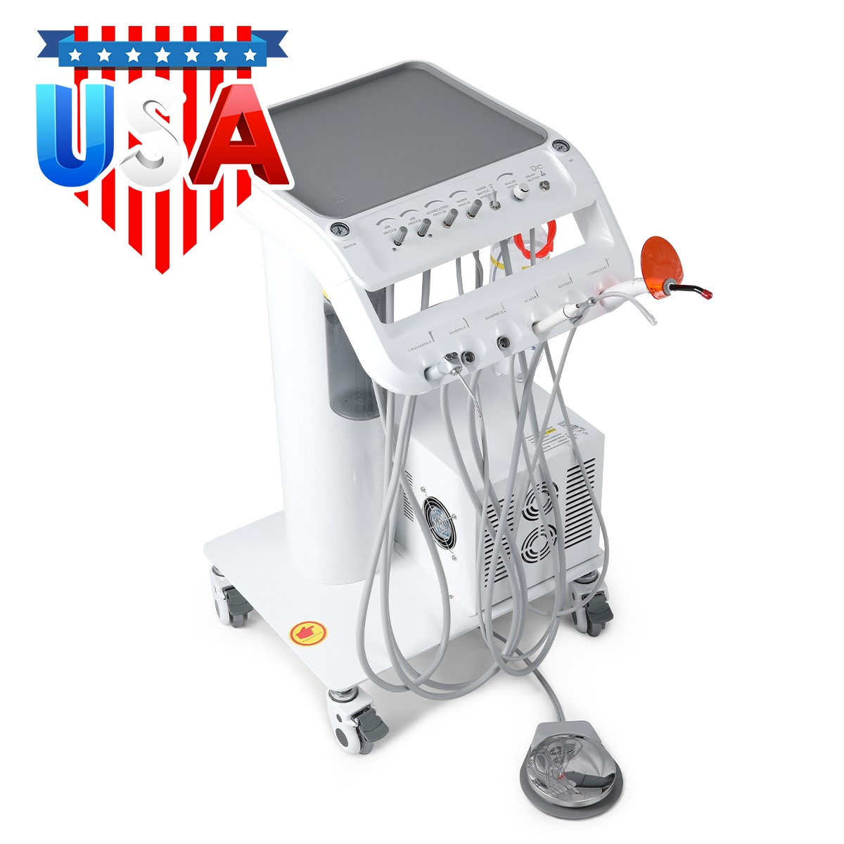 AZDENT Dental Portable Mobile Delivery Unit Air Compressor Suction System 4Hole