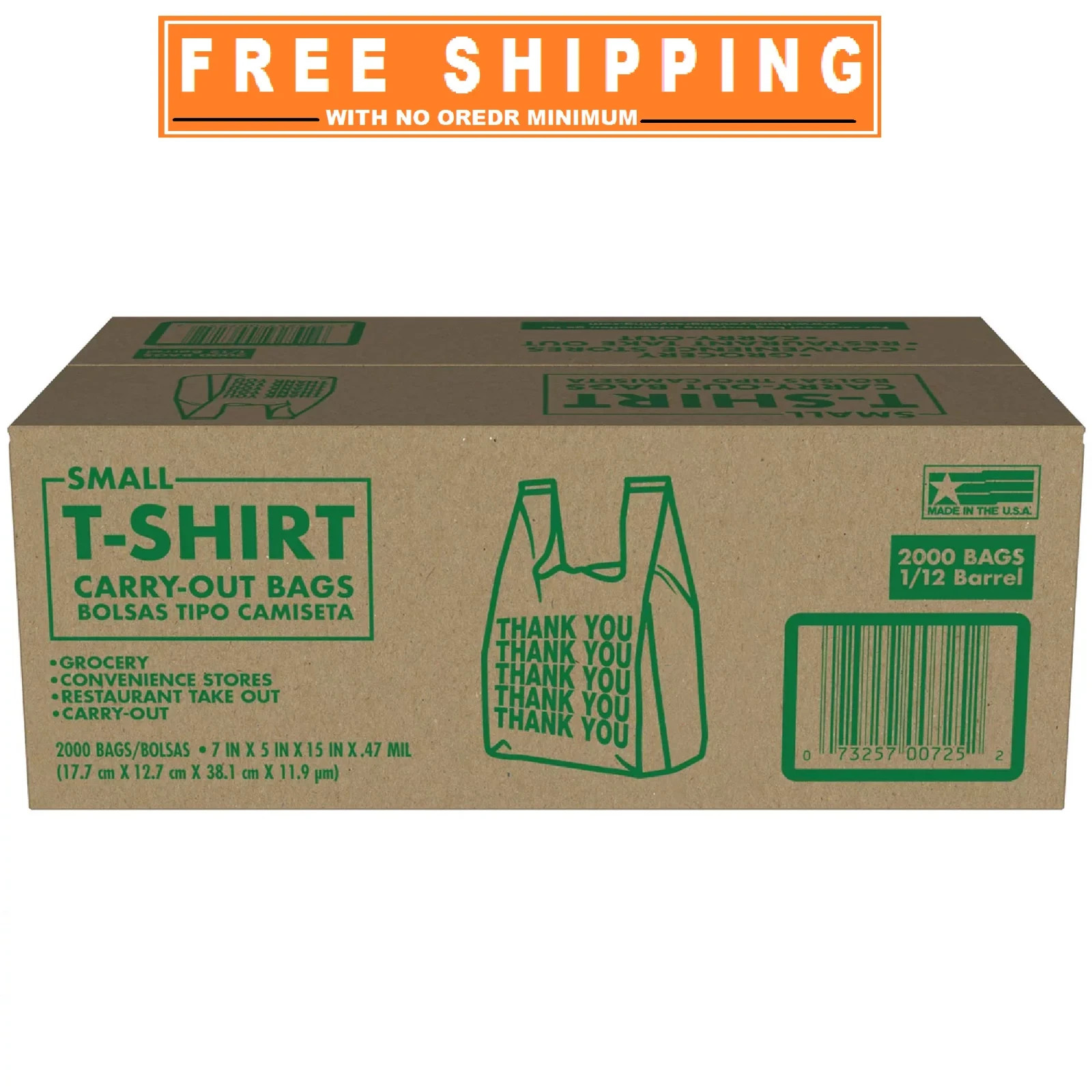 Small T-Shirt Carry-Out Bags, 7″ x 5″ x 15″ (2000 ct.)