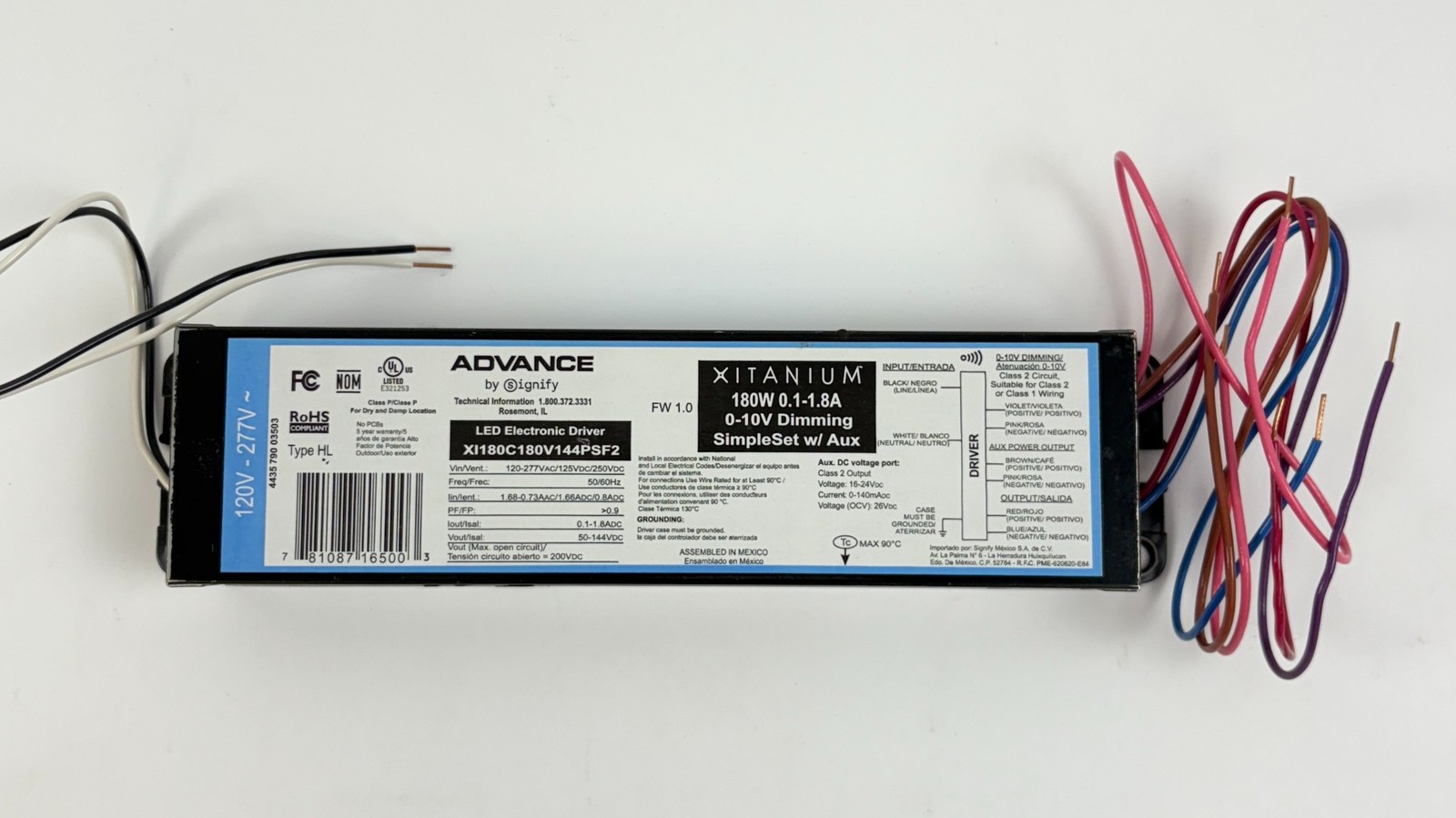 Signify Advance Xitanium 180W LED Driver 0-10V Dimming SimpleSet