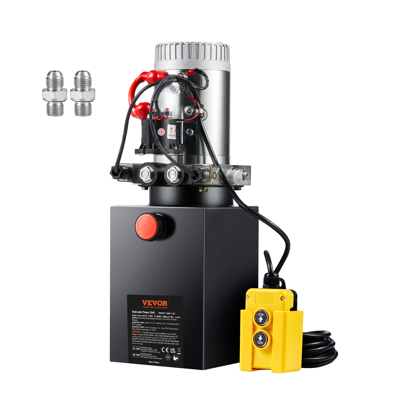 VEVOR 10 Quart Double Acting Hydraulic Pump 12V for Dump Trailer Folklift 2.1HP