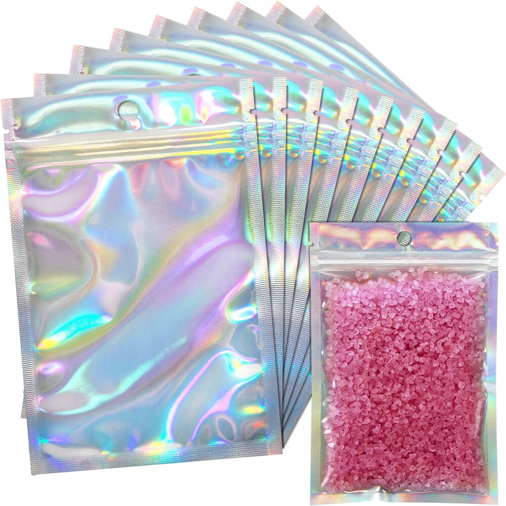 50/100/200 Holographic Mylar Foil Pouch Bags Smell Proof Resealable Zip Lock
