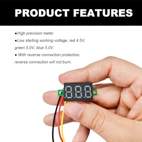 5 PCS Mini Digital Voltage Meter, DC 0~30V Three-Wire Digital Voltmeter Gauge Te