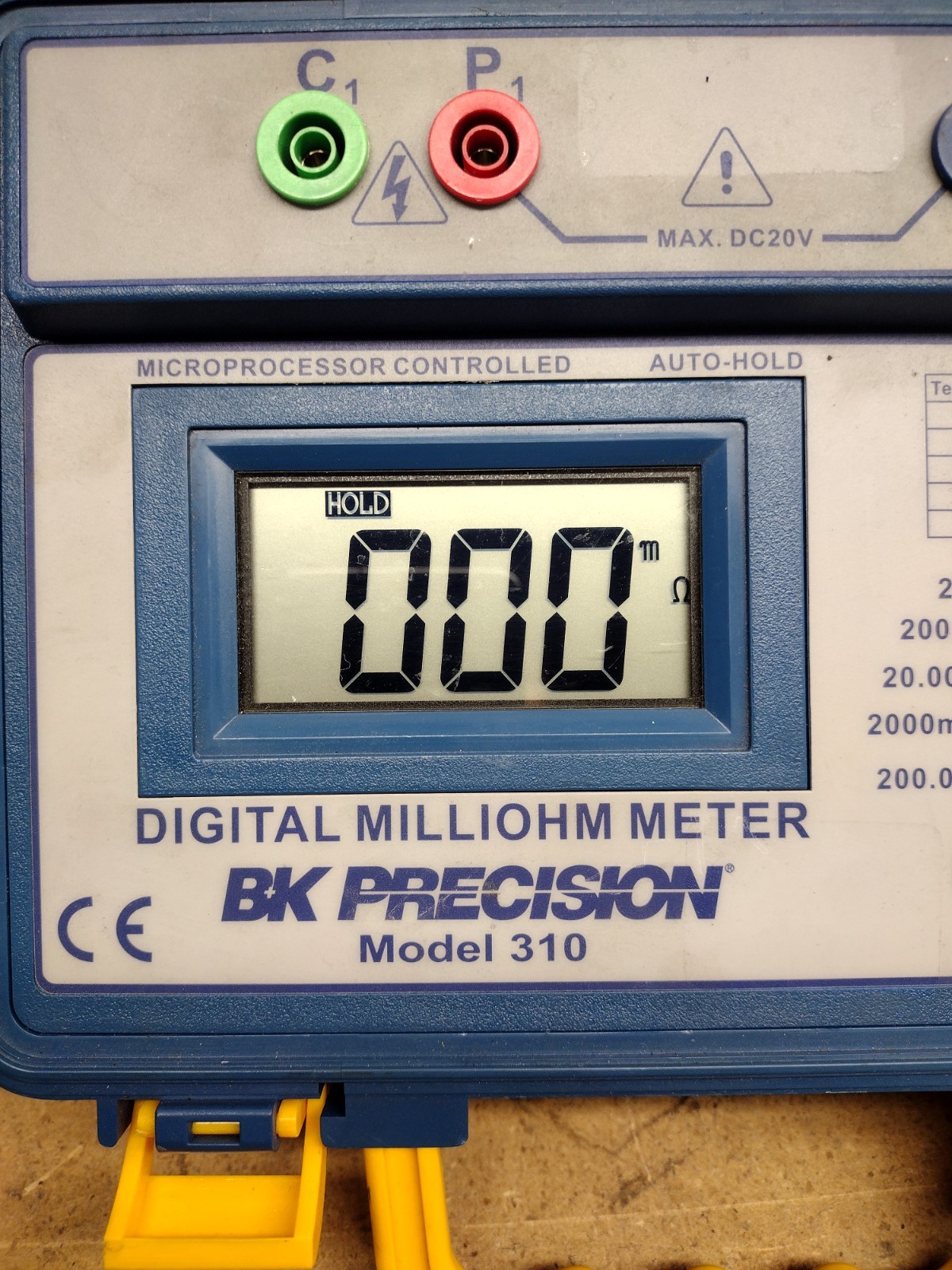 B&K PRECISION 310 Digital Milli-Ohm Meter -No Top Closure/Lid, No Cables- Parts