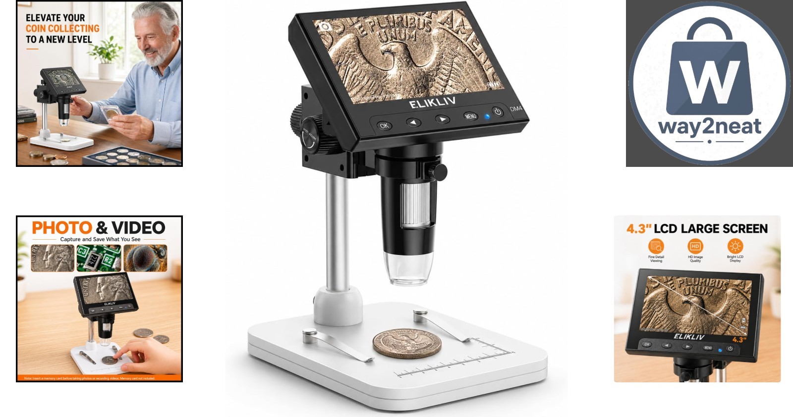 1000x LCD Digital Coin Microscope with 8 LED Lights – Perfect for Collectors