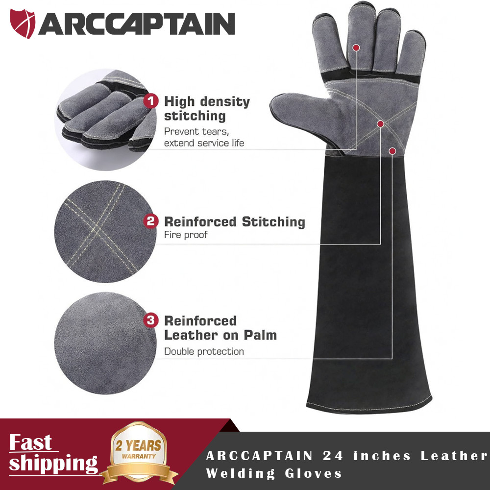 ARCCAPTAIN 24 inches Leather Welding Gloves – Bite Proof Animal Handling etc