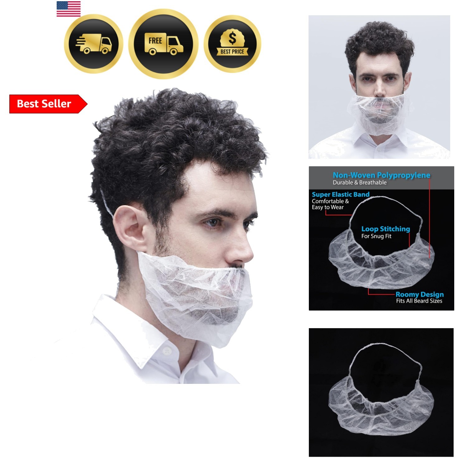 Disposable Beard Covers Protector, Disposable Bouffant Beard Net 19×9 inch – …