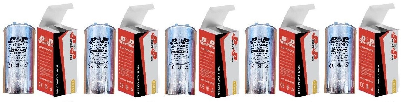 70+7.5 uF MFD 370-440 V AC (5x) High Quality Dual Run Capacitor CBB65-R
