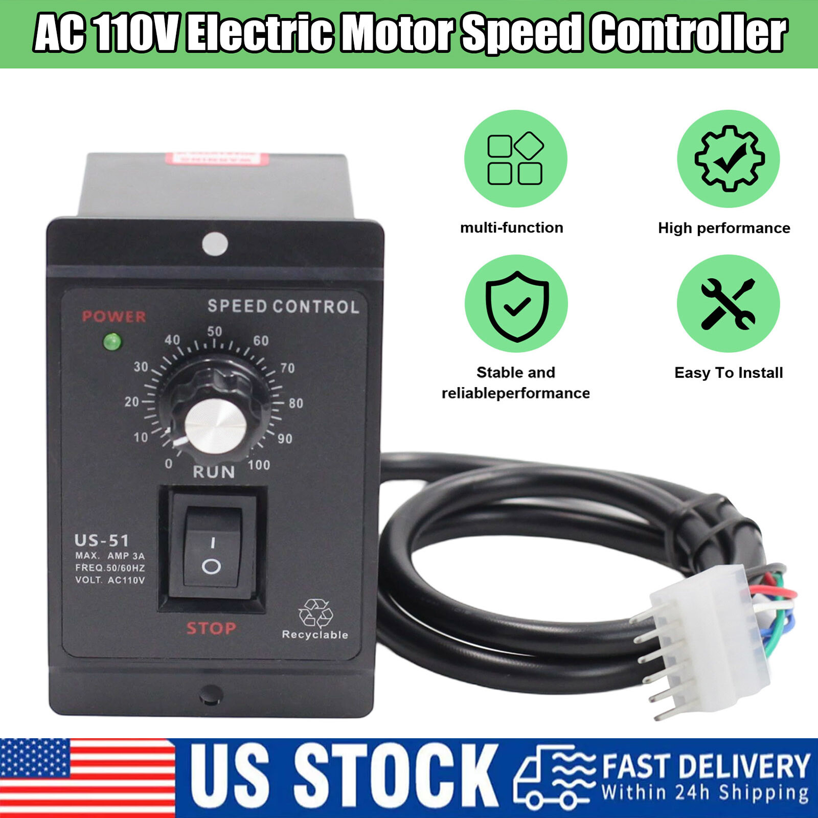 AC 110V to DC 90V Forward Reversible Regulator 120W DC Motor Speed Controller us
