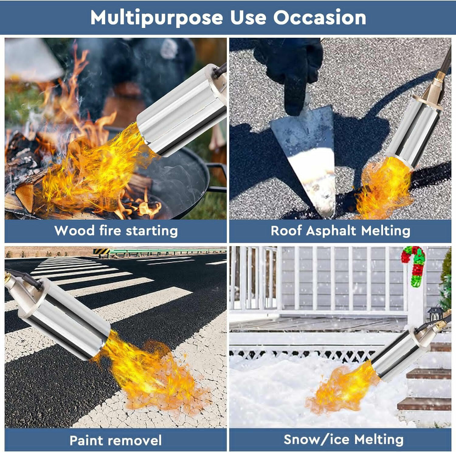 Portable Propane Torch Weed Burner Ice Snow Melter Outdoor Flame Thrower w/ Hose