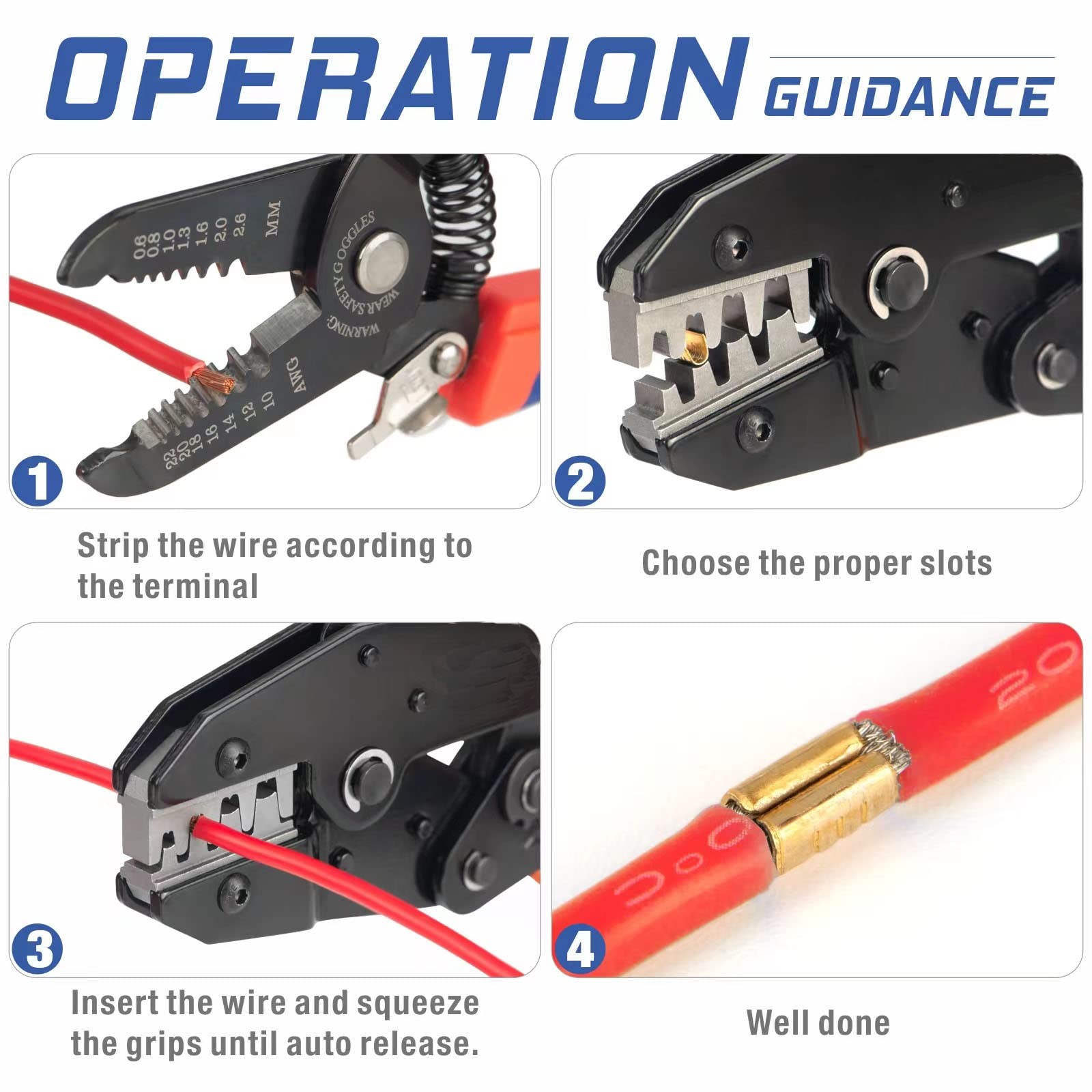NonInsulated Terminals Ratcheting Crimper Tool UShape Copper WKS0560B