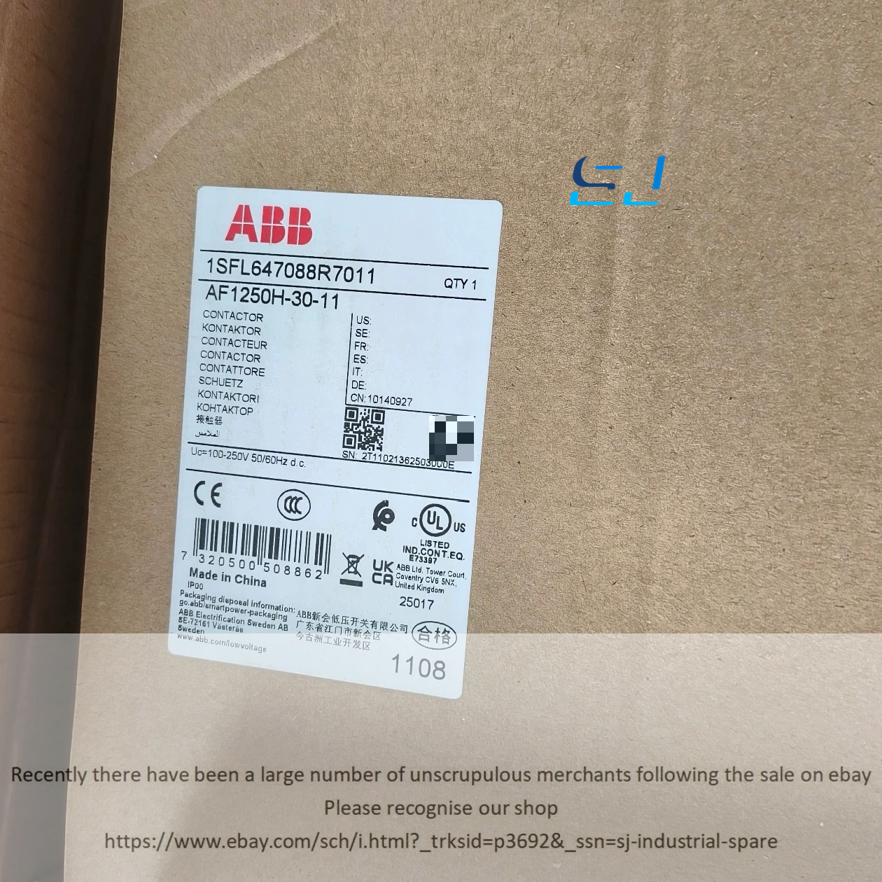 Brand new ABB AF1250H-30-11 1SFL647088R7011 Contactor AF1250H-30-11