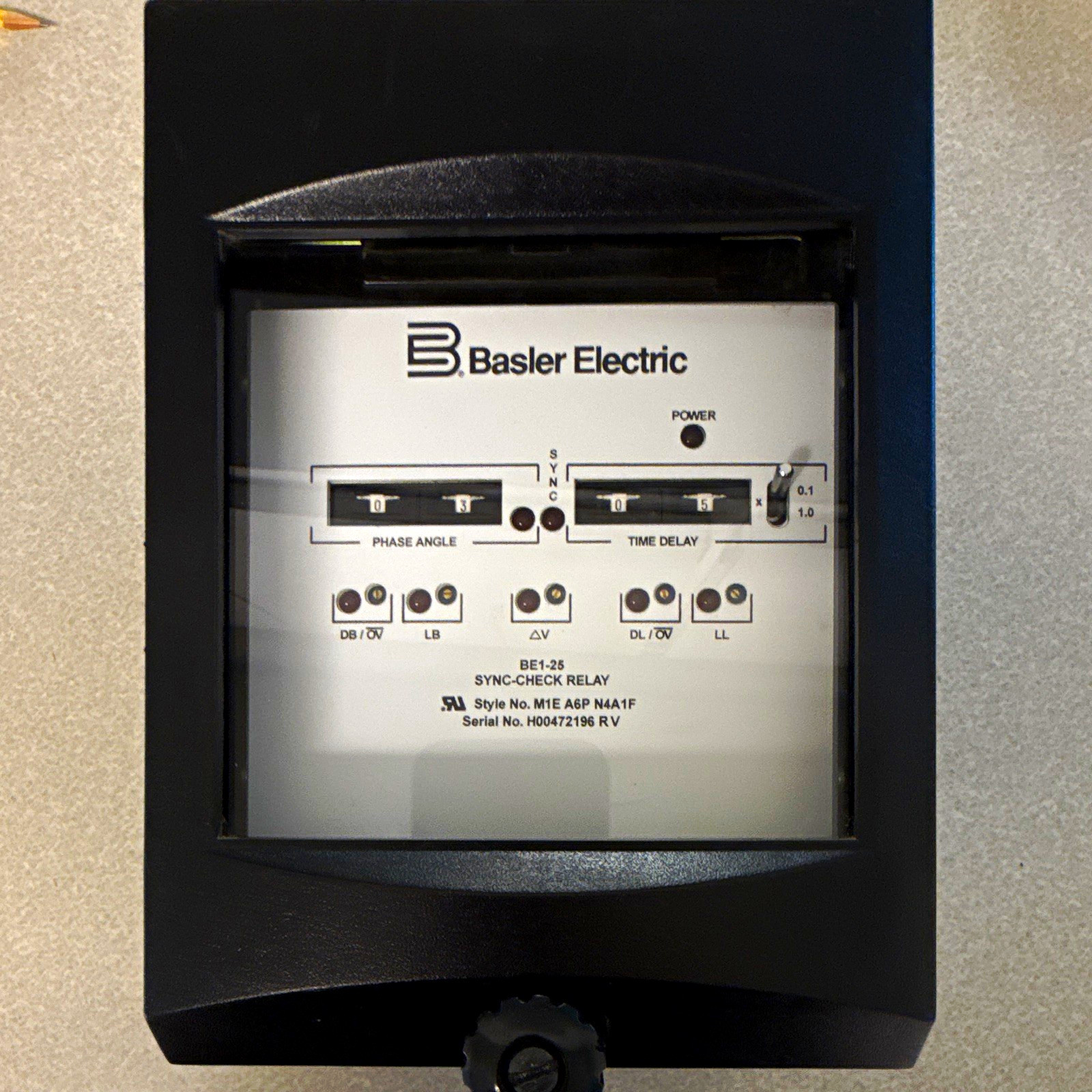 Basler Electric BE1-25 Sync-Check Protective Relay Time Delay 20-Pin Panel