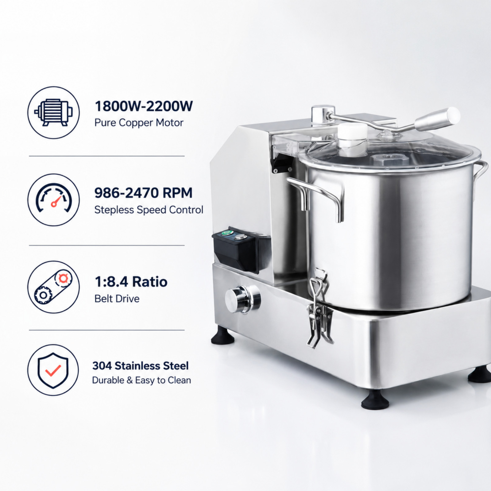 Hakka Commercial Food Processor 6L/9L/12L Electric Heavy-Duty Vegetable Cutter