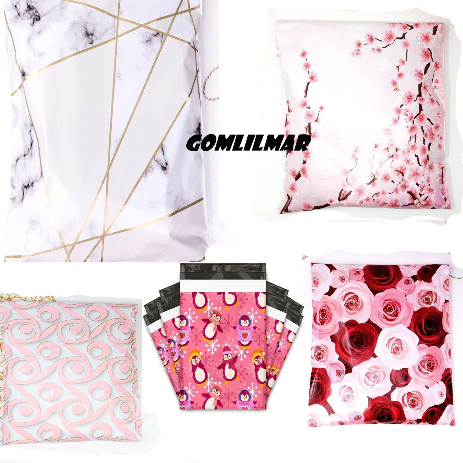 Designer Poly Mailers Plastic Envelopes Shipping Bags Custom 6X9 Waterproof