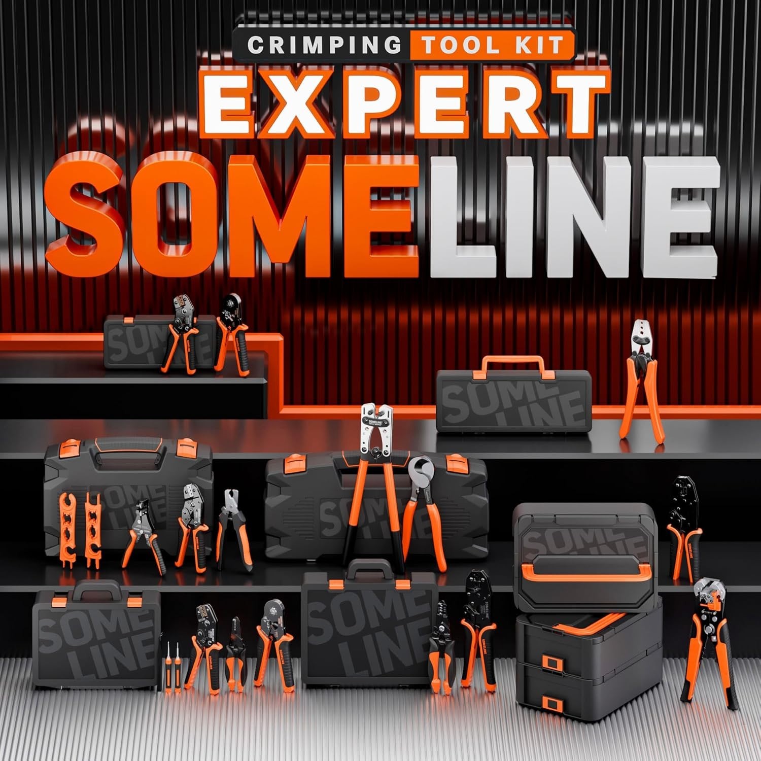 Ergonomic Wire Crimp Tool Kit with 14 Male & Female Terminal Sizes – Heavy Duty