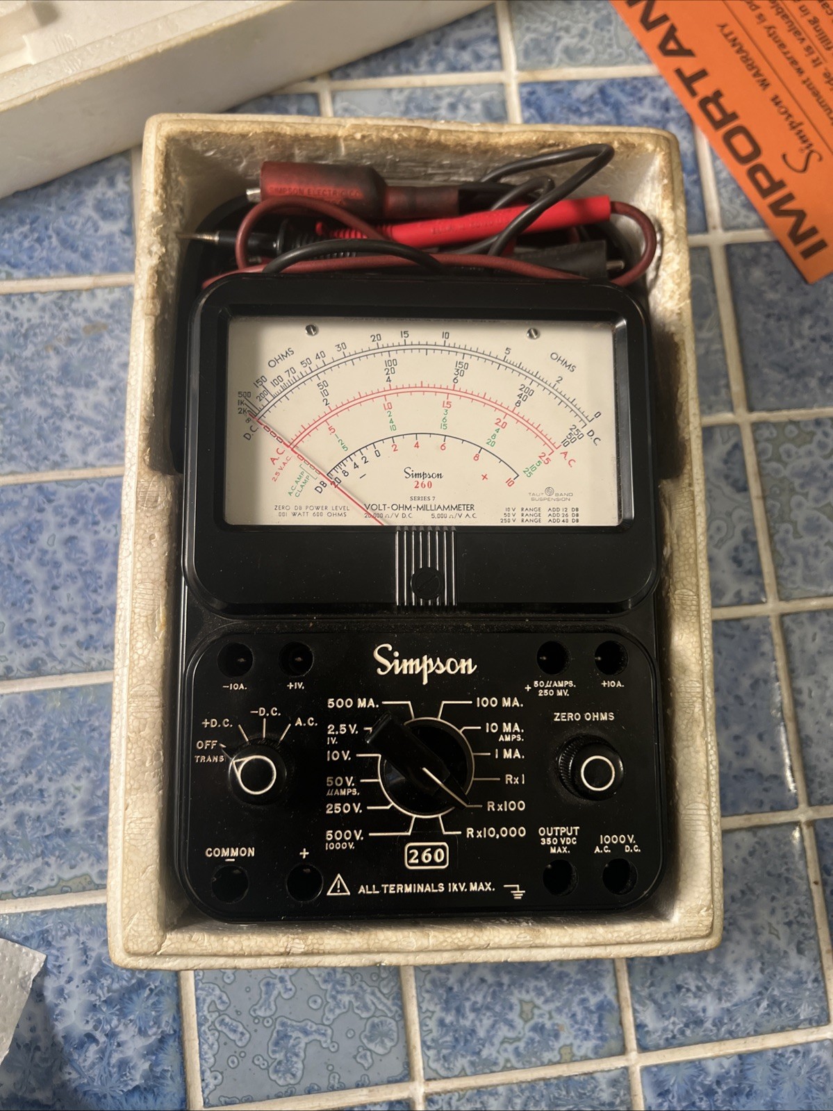 Vtg Simpson 260 Series 7M Analog Multimeter Analog Volt Ohm Milliammeter VOM **