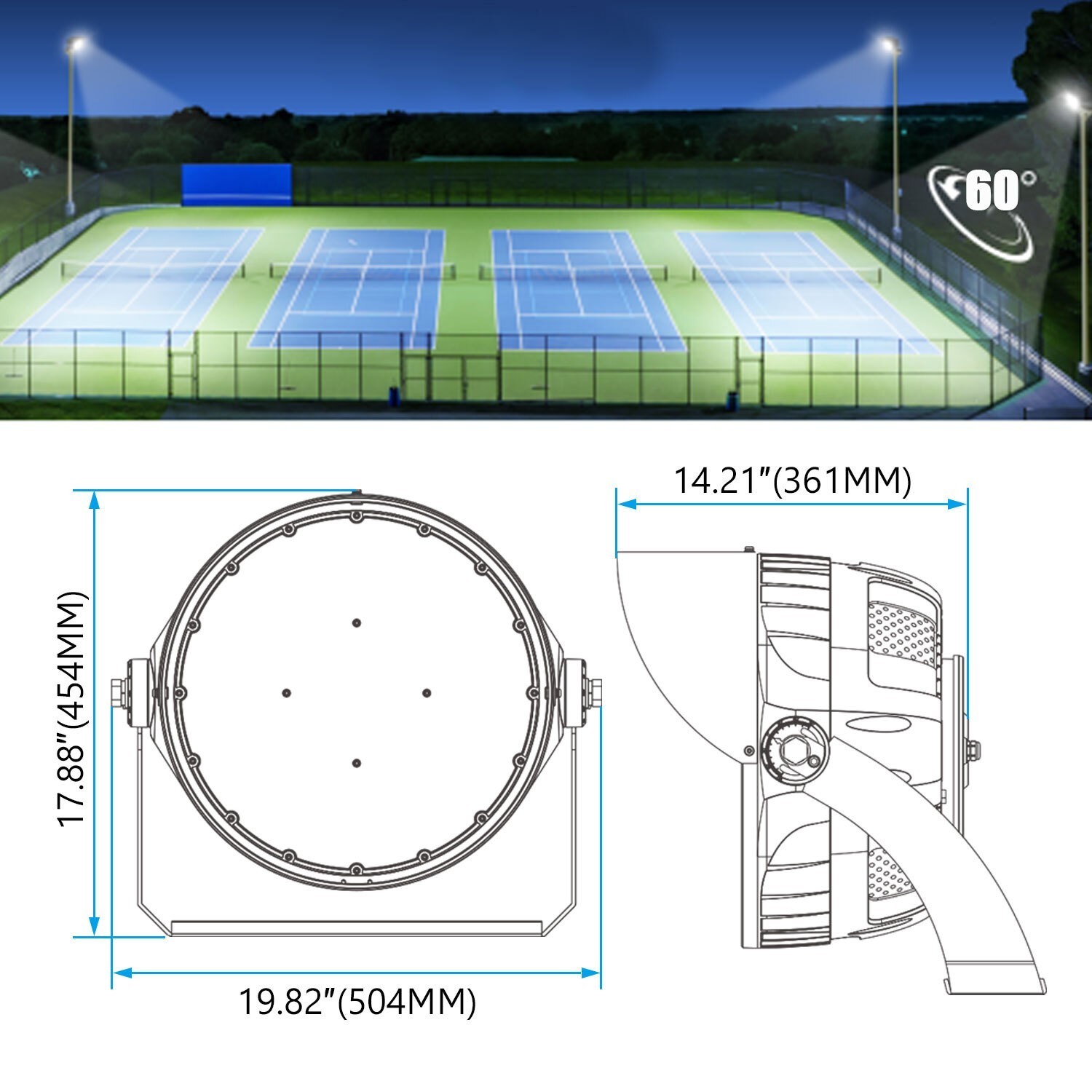 LED Stadium Lights 600W Flood Light 90000LM Playground Arena Flood Light Fixture
