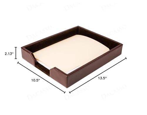 Dacasso Dark Brown Bonded Leather Luxury Letter Tray Holder – Paper Organizer