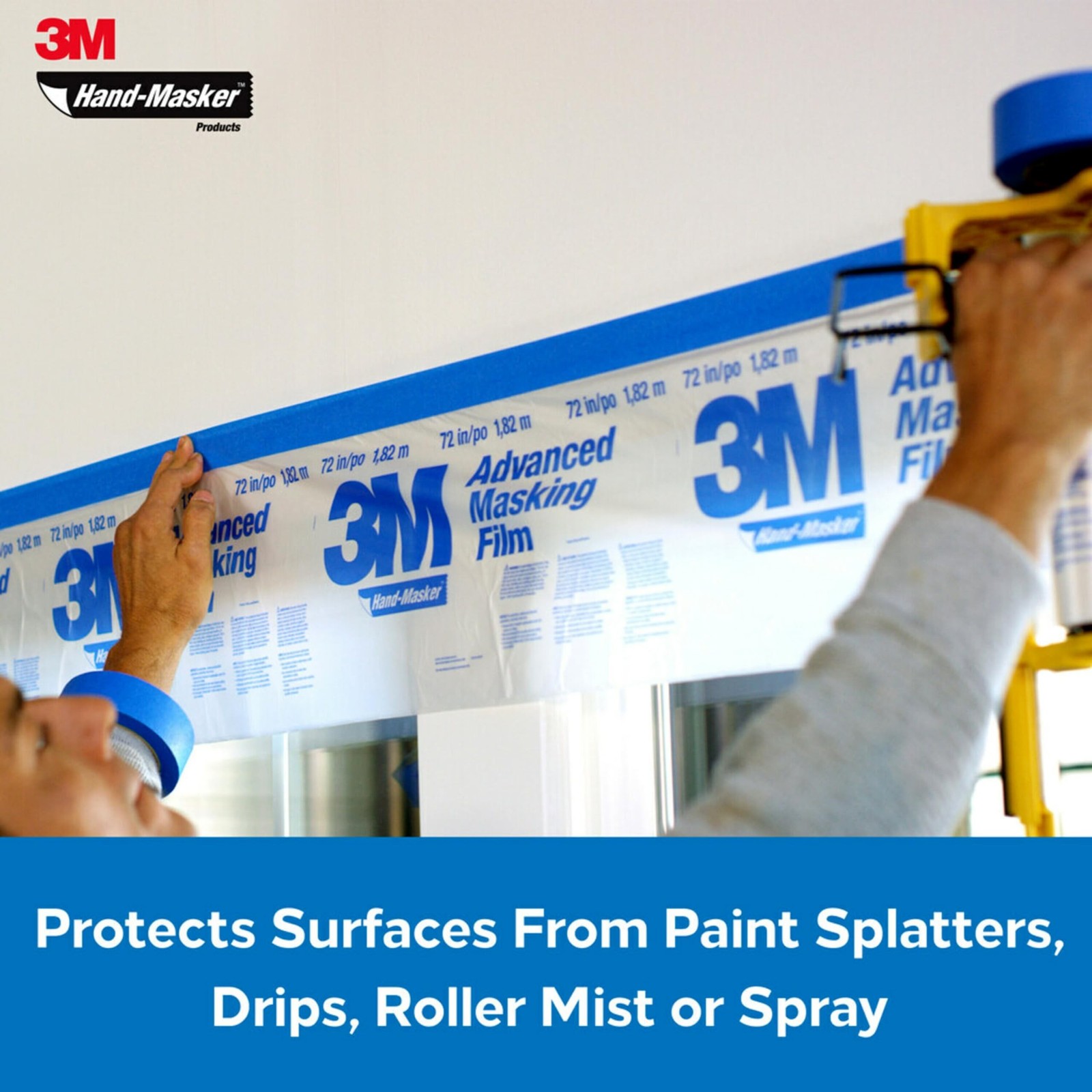 3M Hand Masker Advanced Masking Film, 72 in x 90 ft, Static Cling Keeps Film …