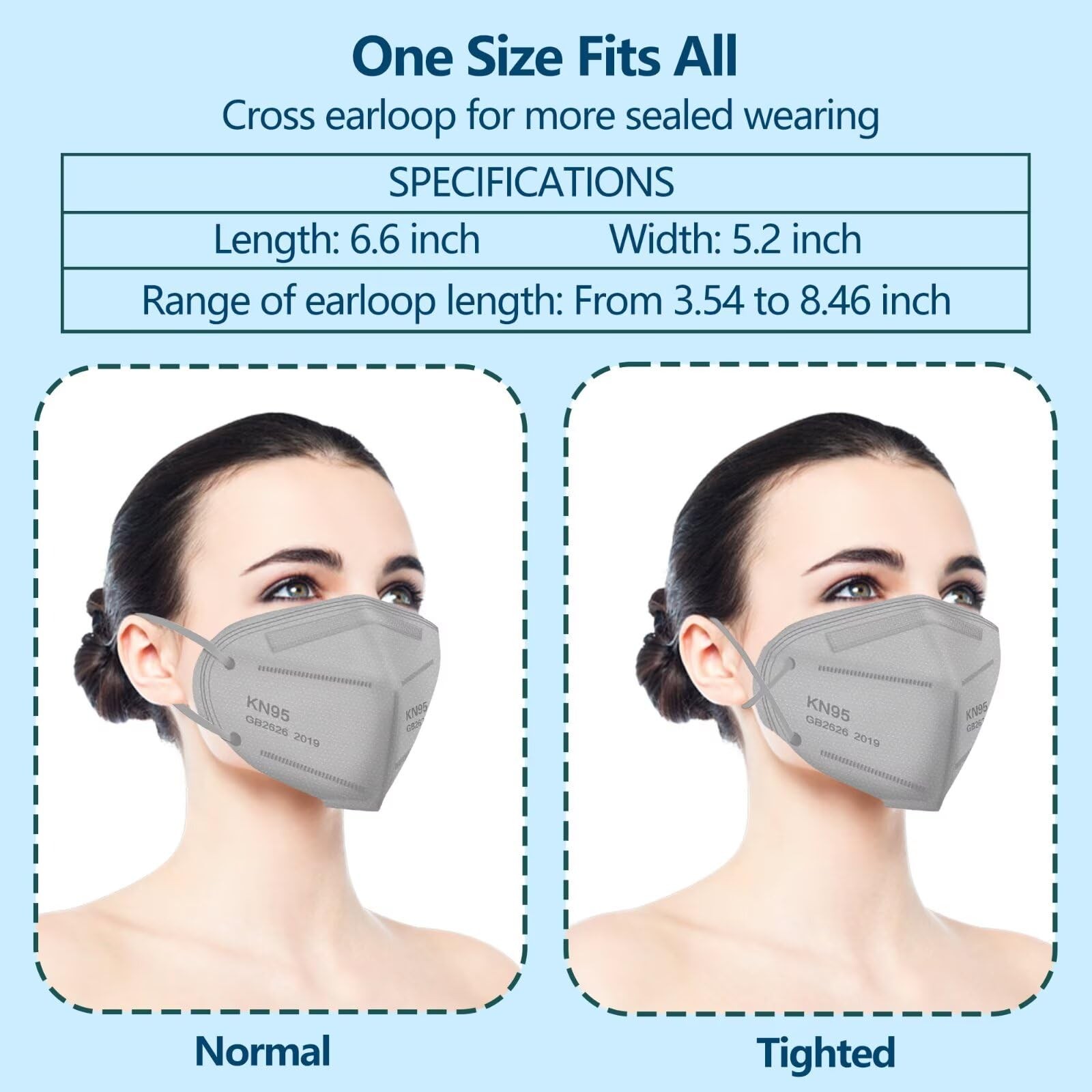 SDIW 50PCS KN95 Face Masks Breathable 1 Count (Pack of 50), Grey-50pcs