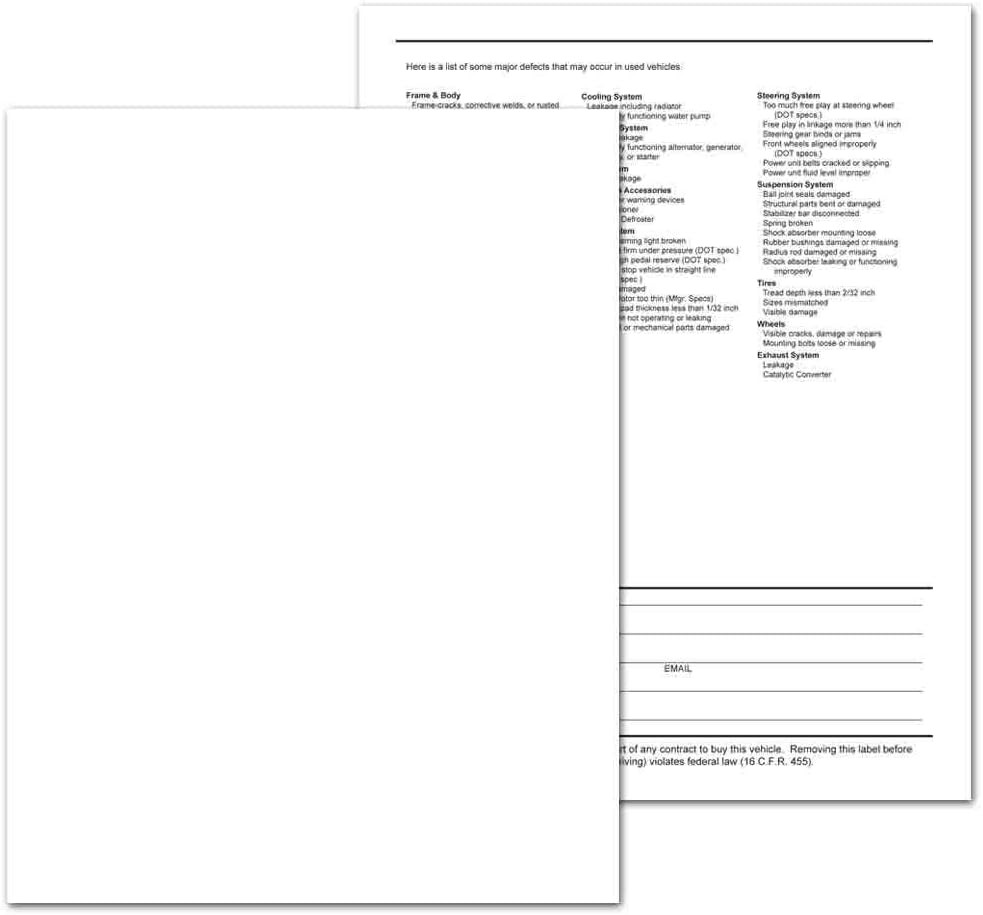 1-Part Self-Adhesive Buyers Guide Form – Blank Front – Text on Back – Letter Siz