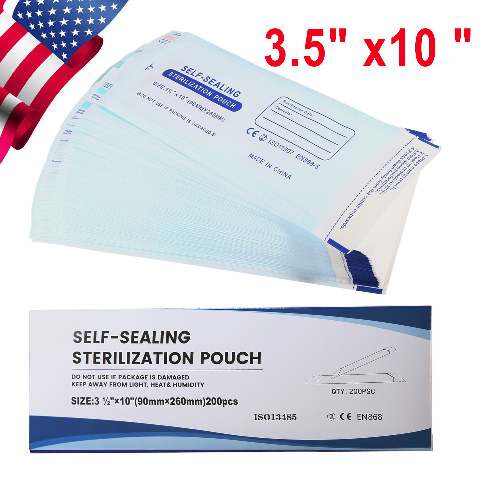 Up to 7000 Sterilization Pouches 3.5 «x 10 » Dental Medical Self Seal Pouch Bags
