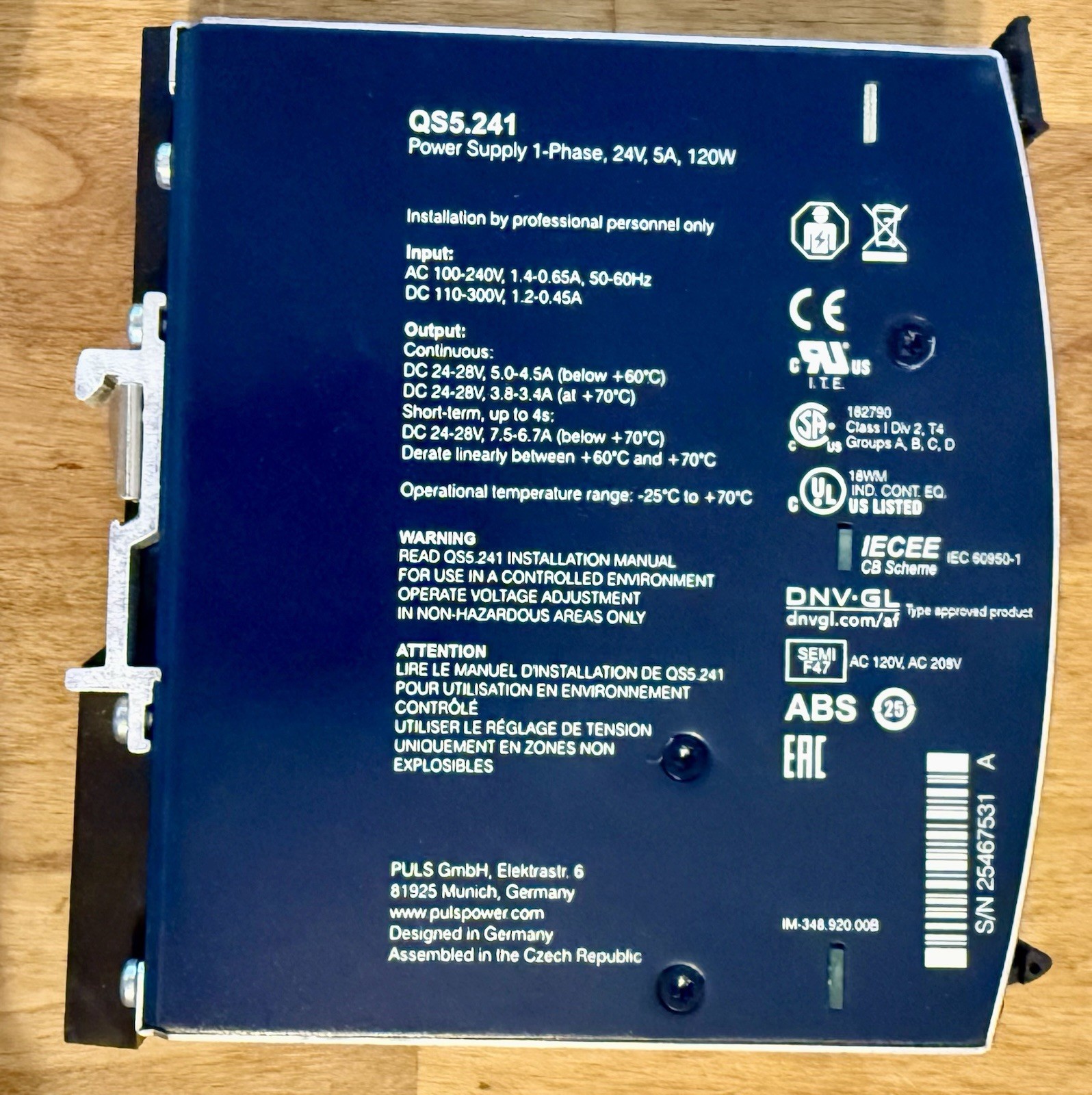 PULS Dimension QS5.241 DIN Rail Power Supply