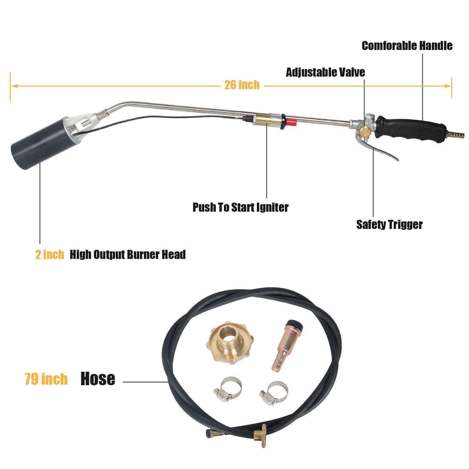 Propane Torch Weed Burner, Adjustable Flame Thrower with Detachable Handle, Blow