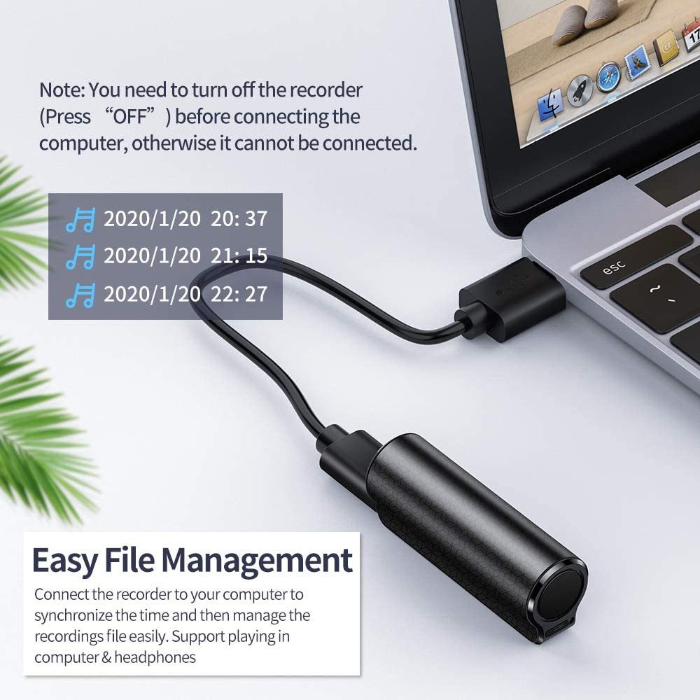 16GB/32GB Magnetic Mini Hidden Audio Recorder Device Spy Digital Voice Recording