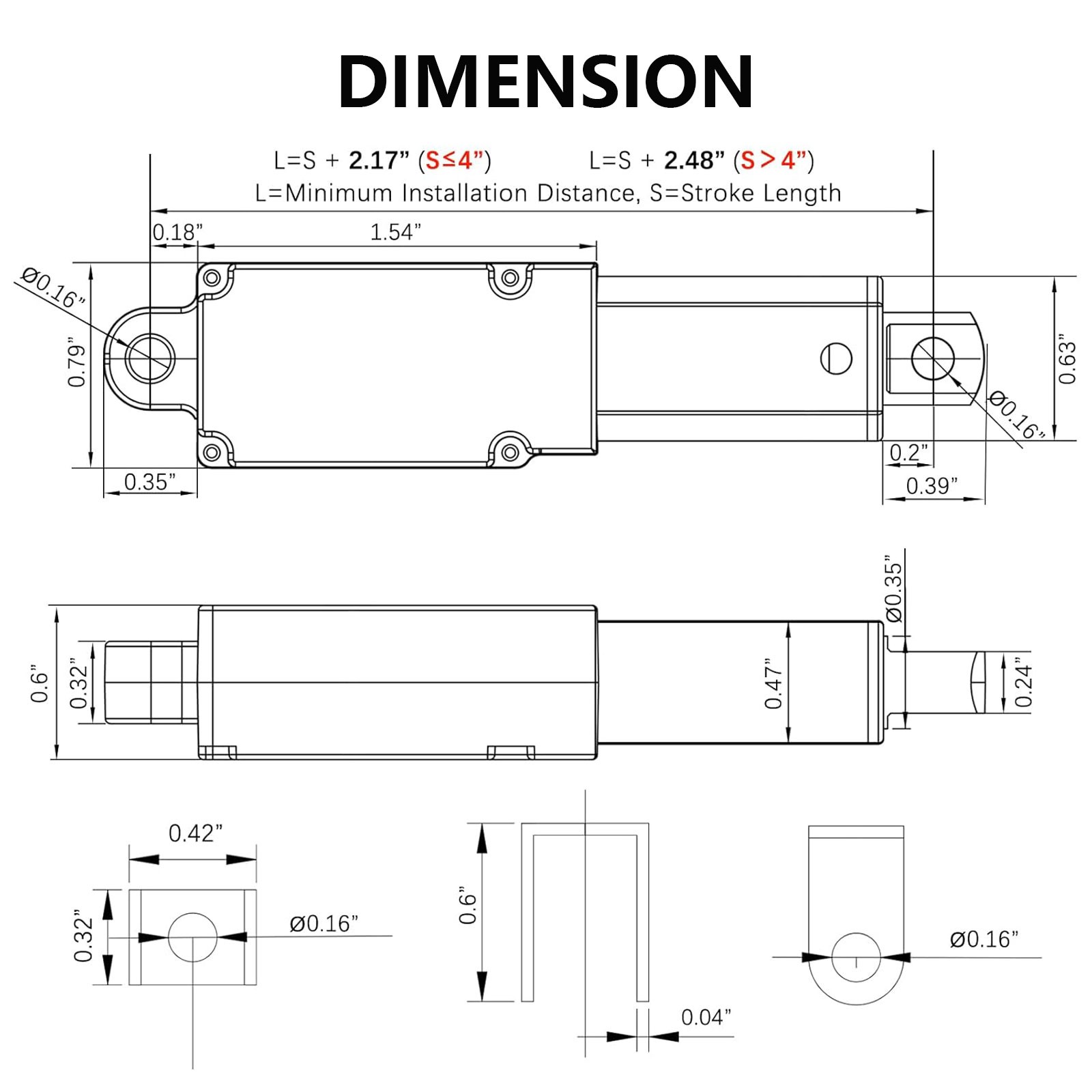 DC 12V Small Mini Micro Linear Actuator 1.2″ 2″ 3″ 4″ Stroke Fast Speed 6inch /s